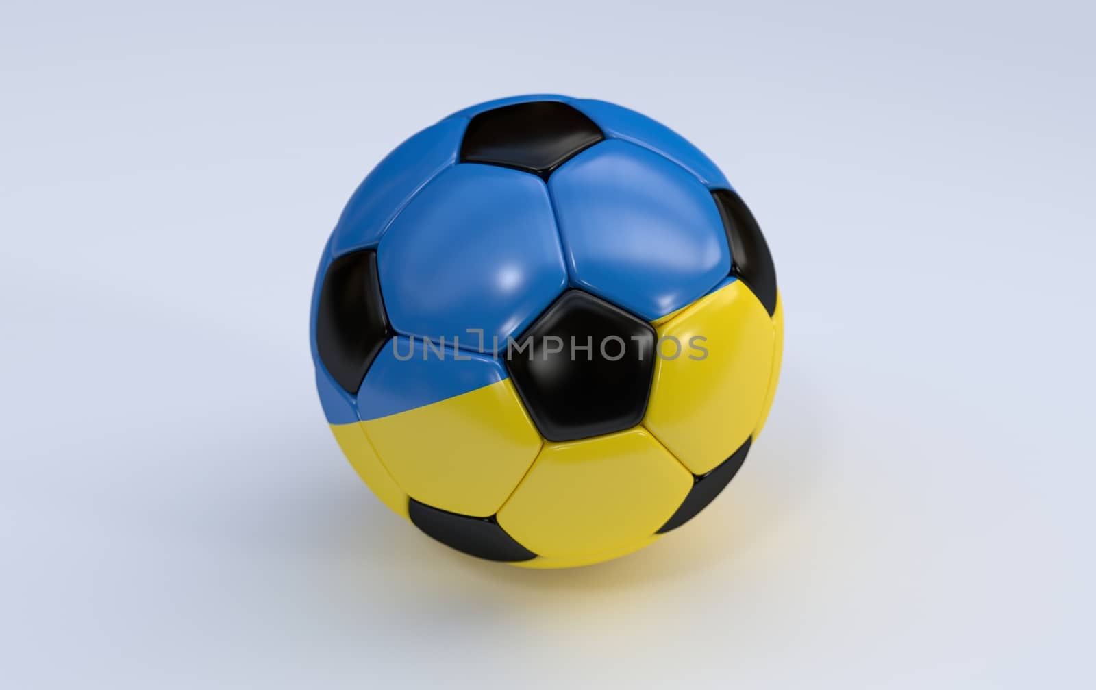 Ukraine flag on soccer, football ball on white background