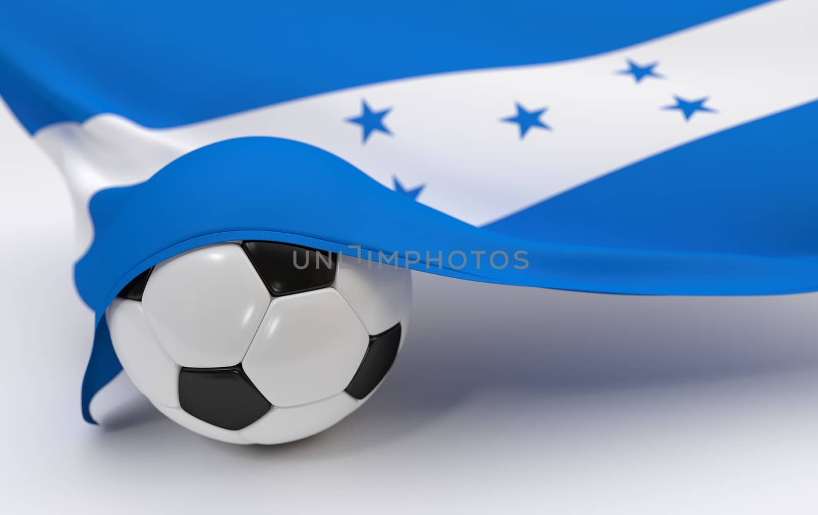 Honduras flag and soccer ball on white backgrounds