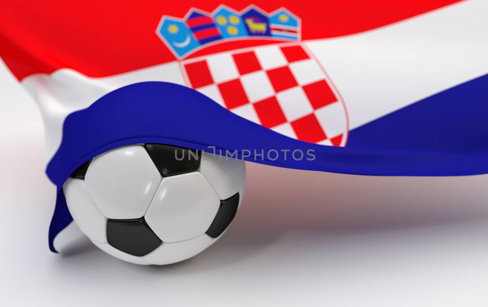 Croatia flag and soccer ball on white backgrounds
