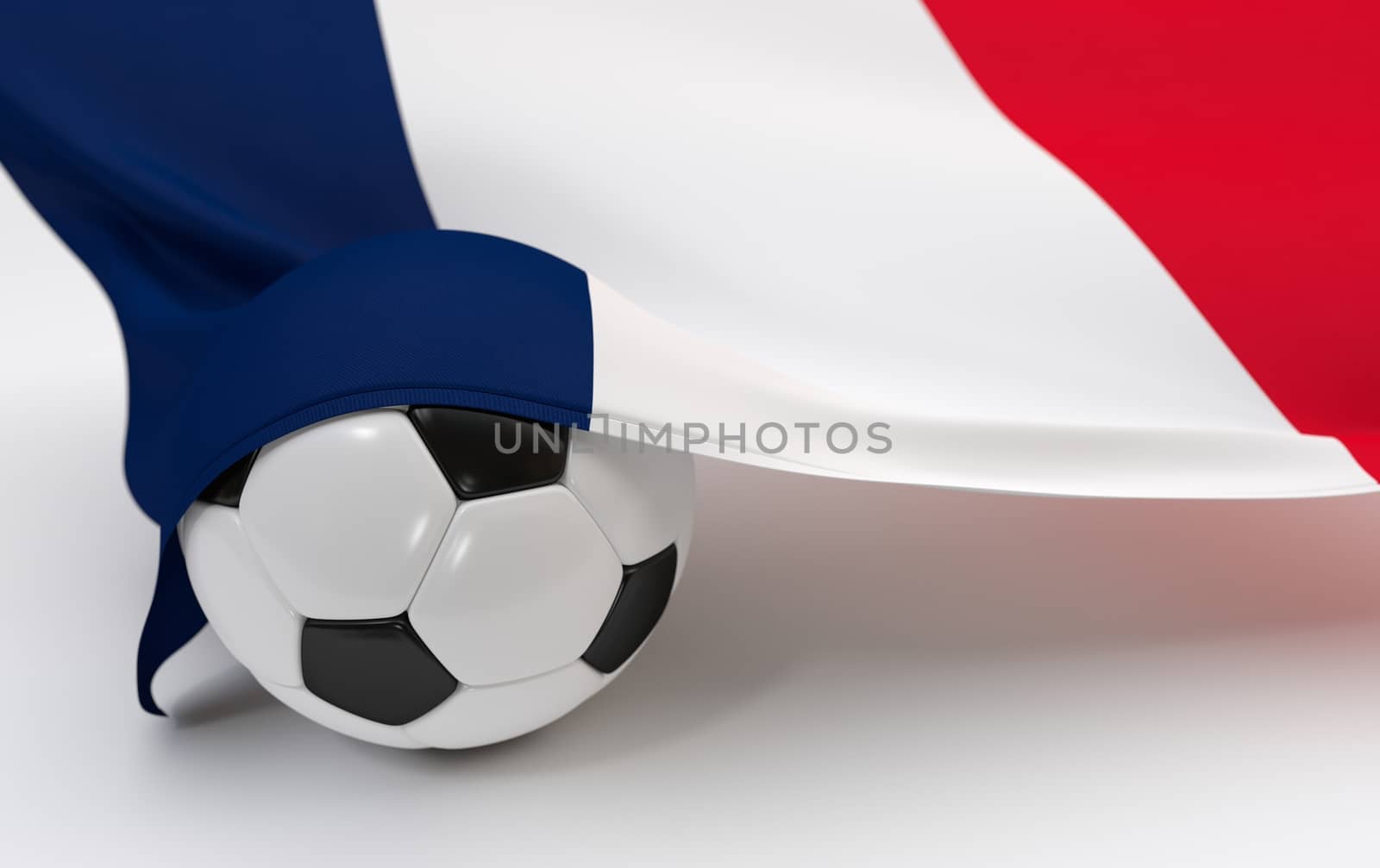 France flag and soccer ball on white backgrounds