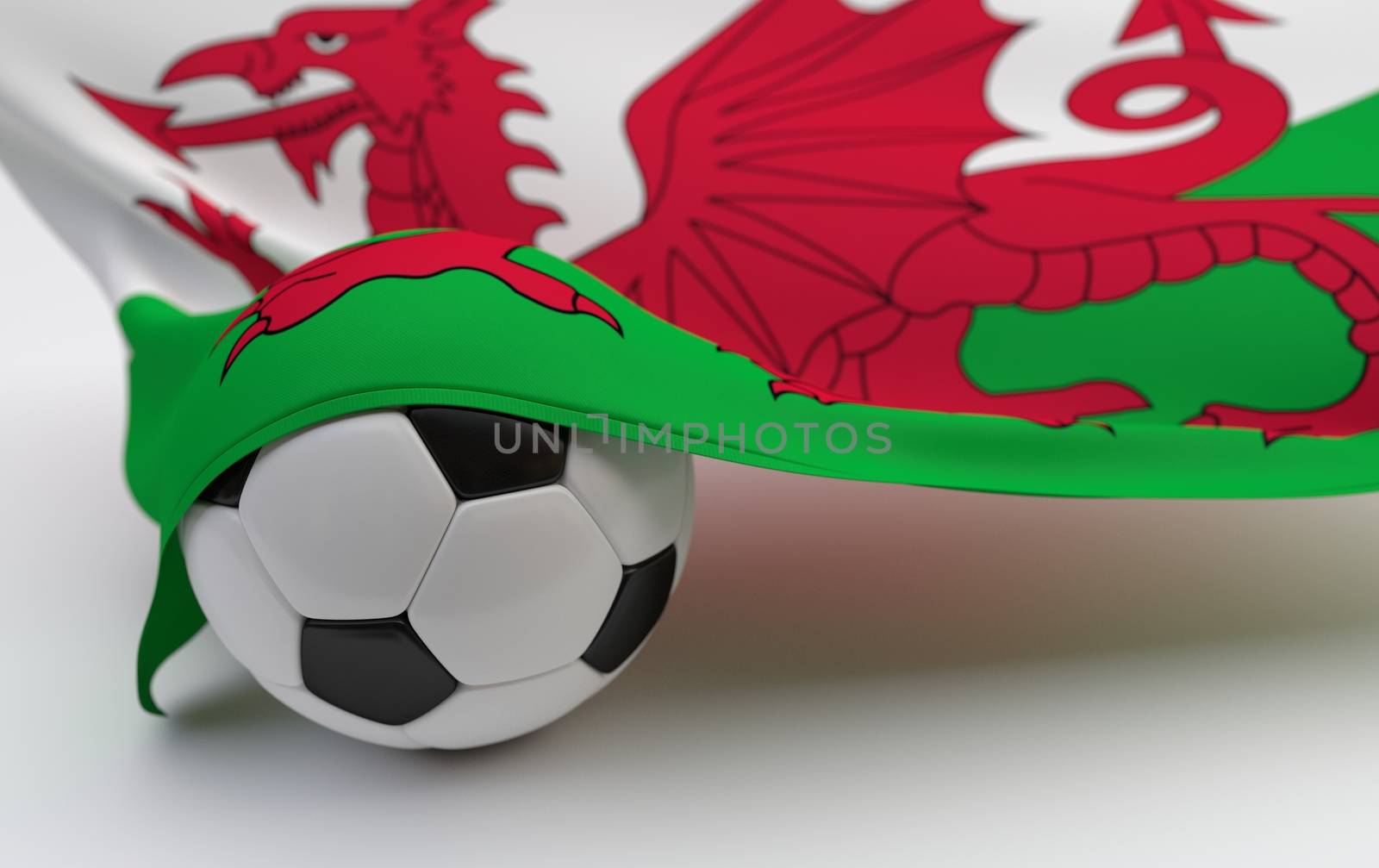 Wales flag with championship soccer ball by Barbraford