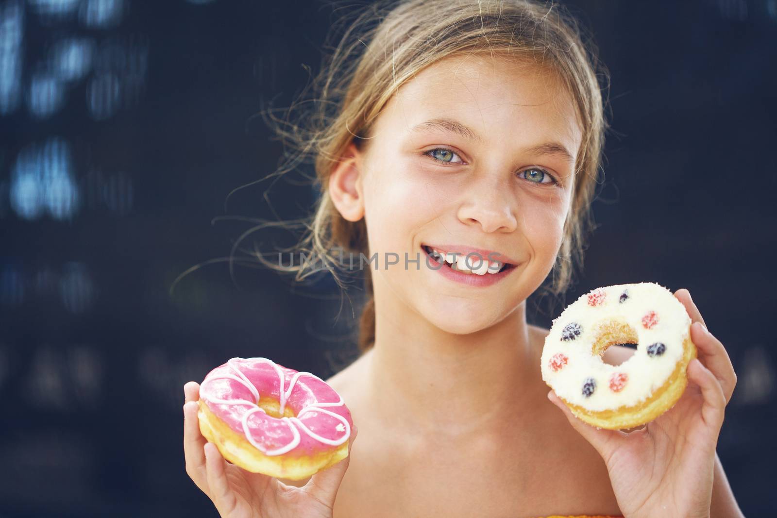 Girl eating donuts by alenkasm
