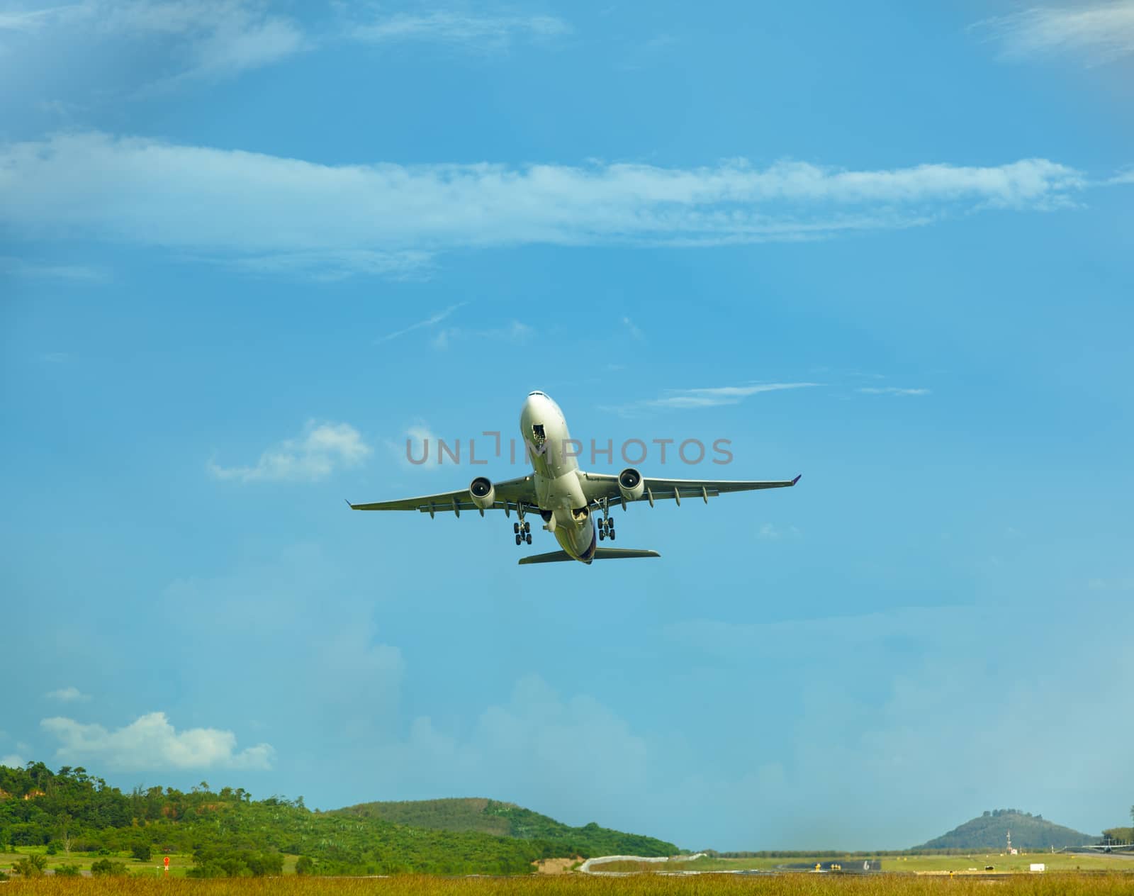 Airplane take-of from Phuket International airport