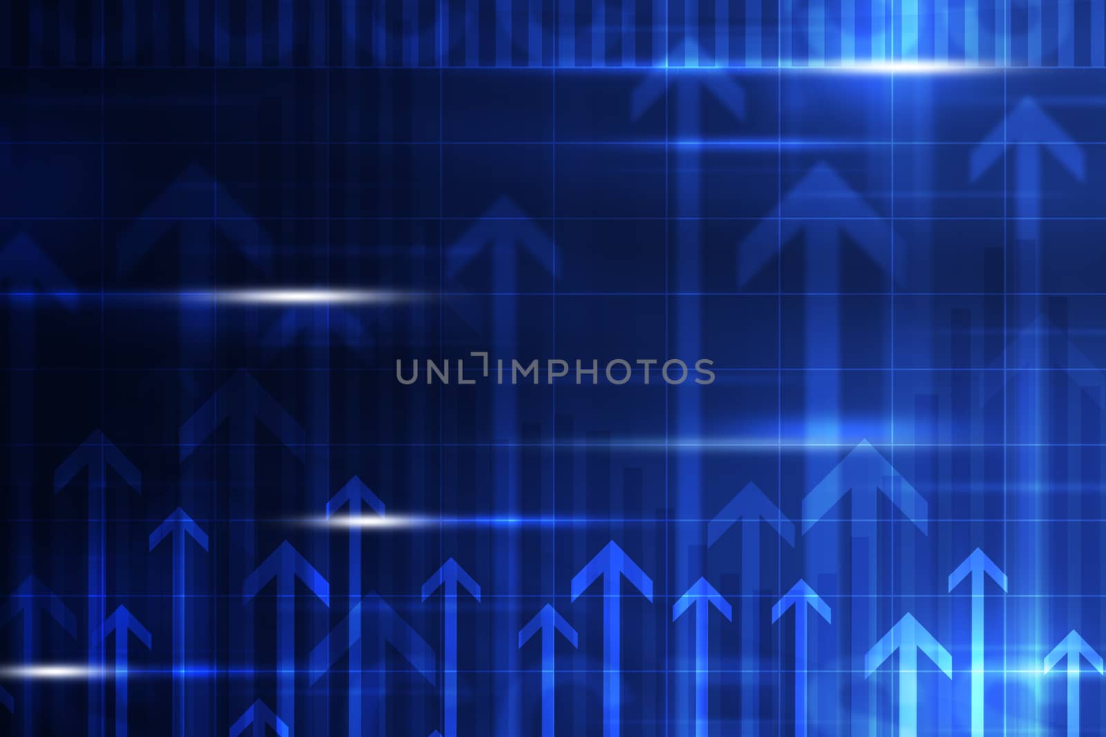 Abstract blue background with flashes and arrows