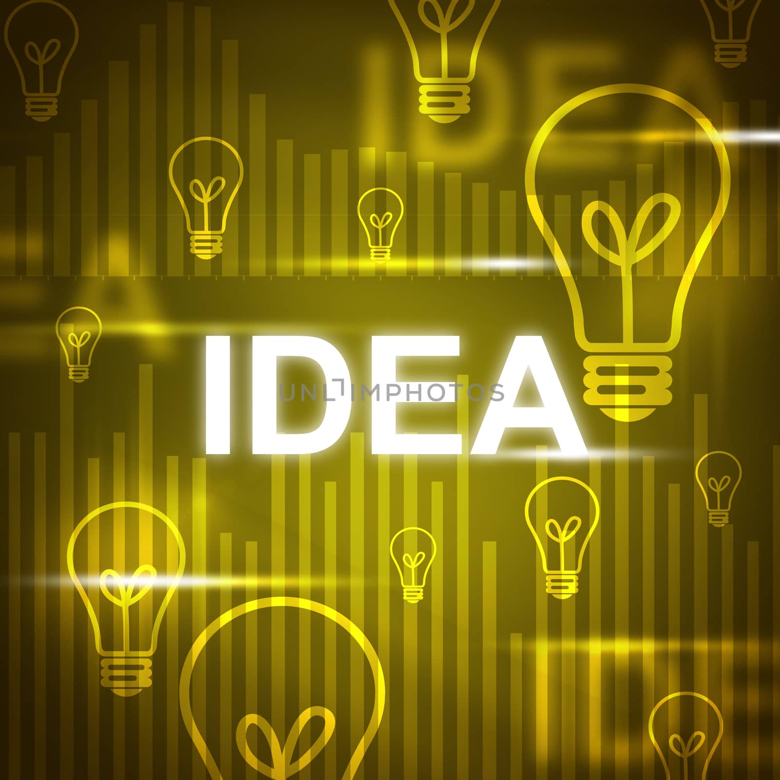 Abstract colorful background with bulb and idea word