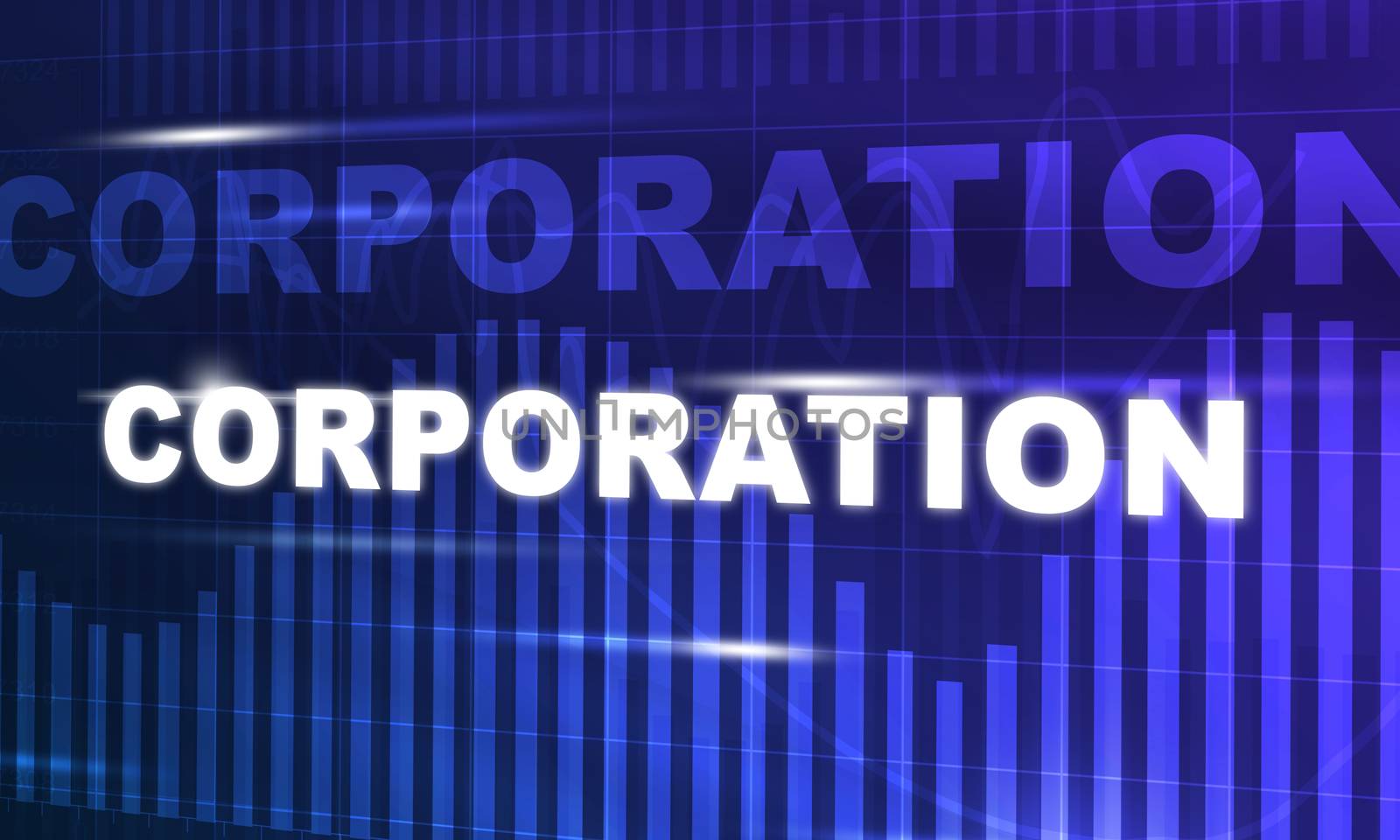 Abstract blue background with business word corporation