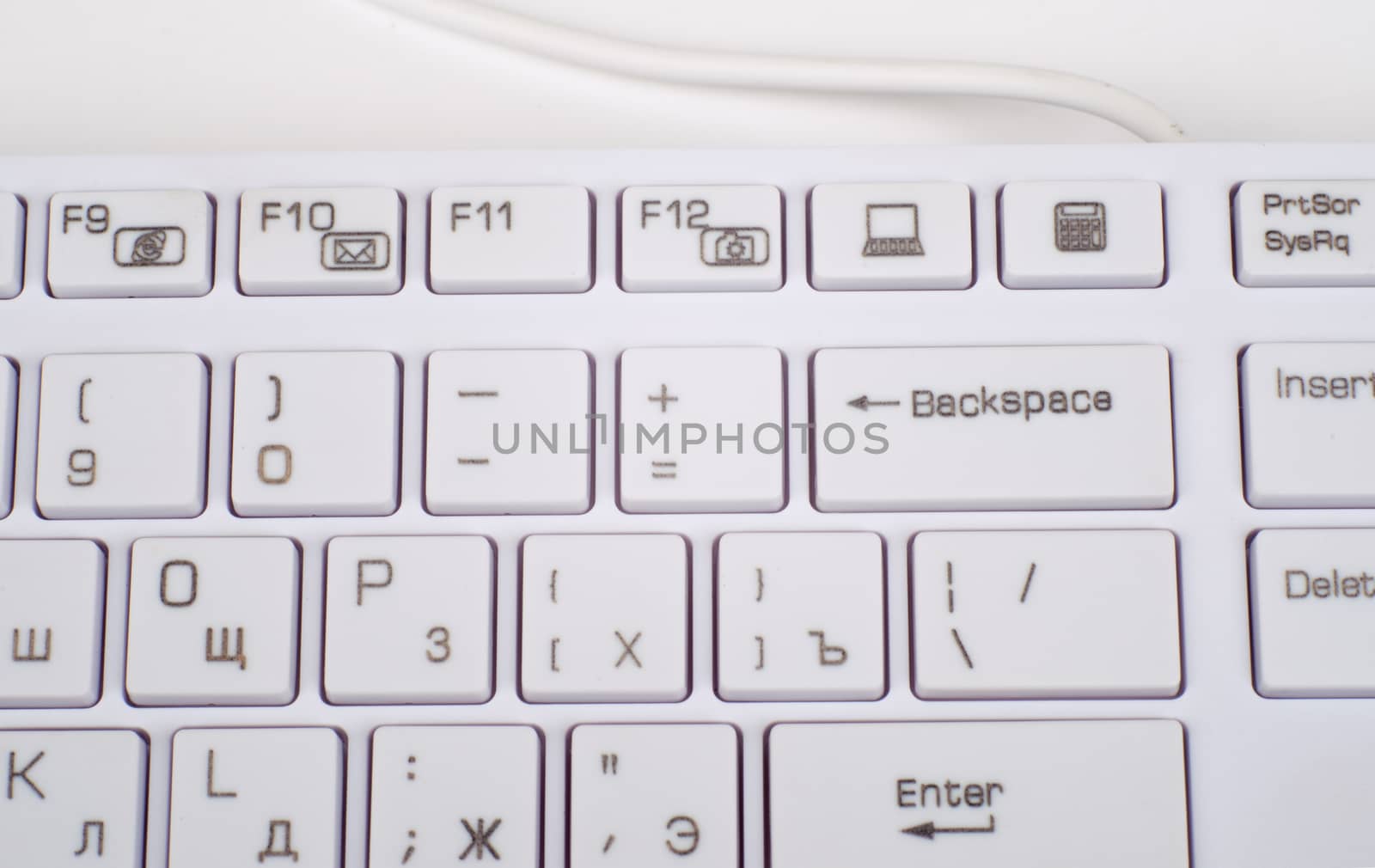 Computer keyboard on isolated white background, top view