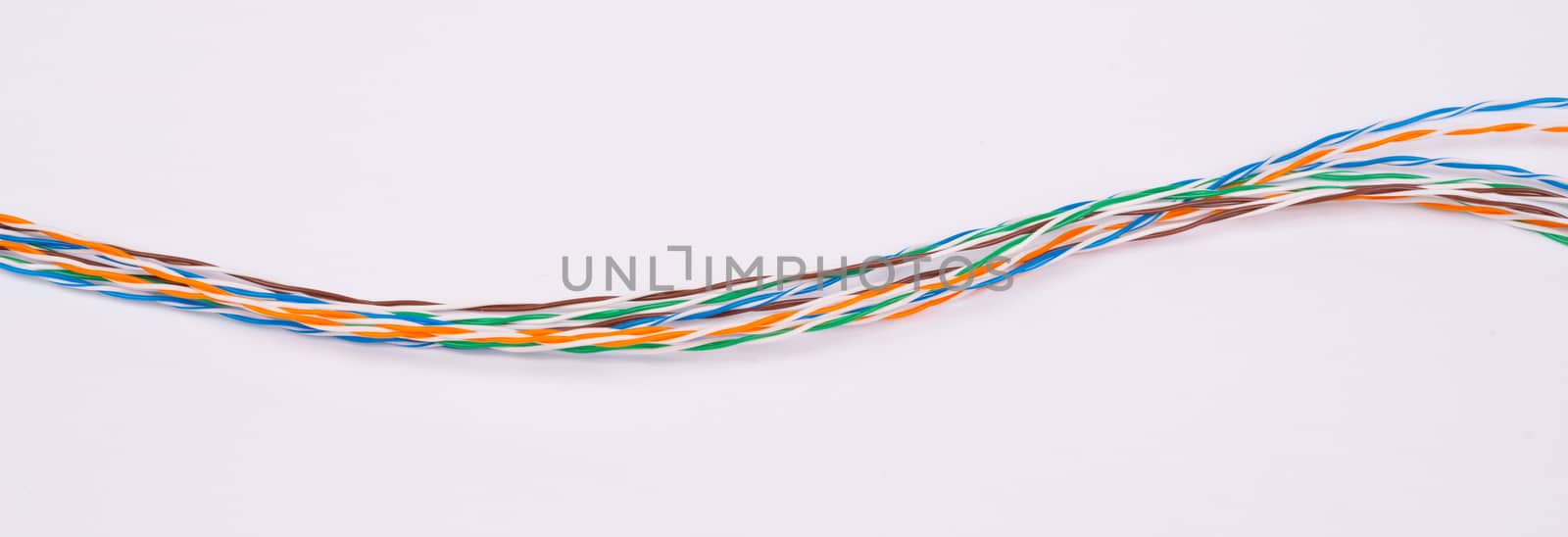 Colorful cable wires on isolated white background