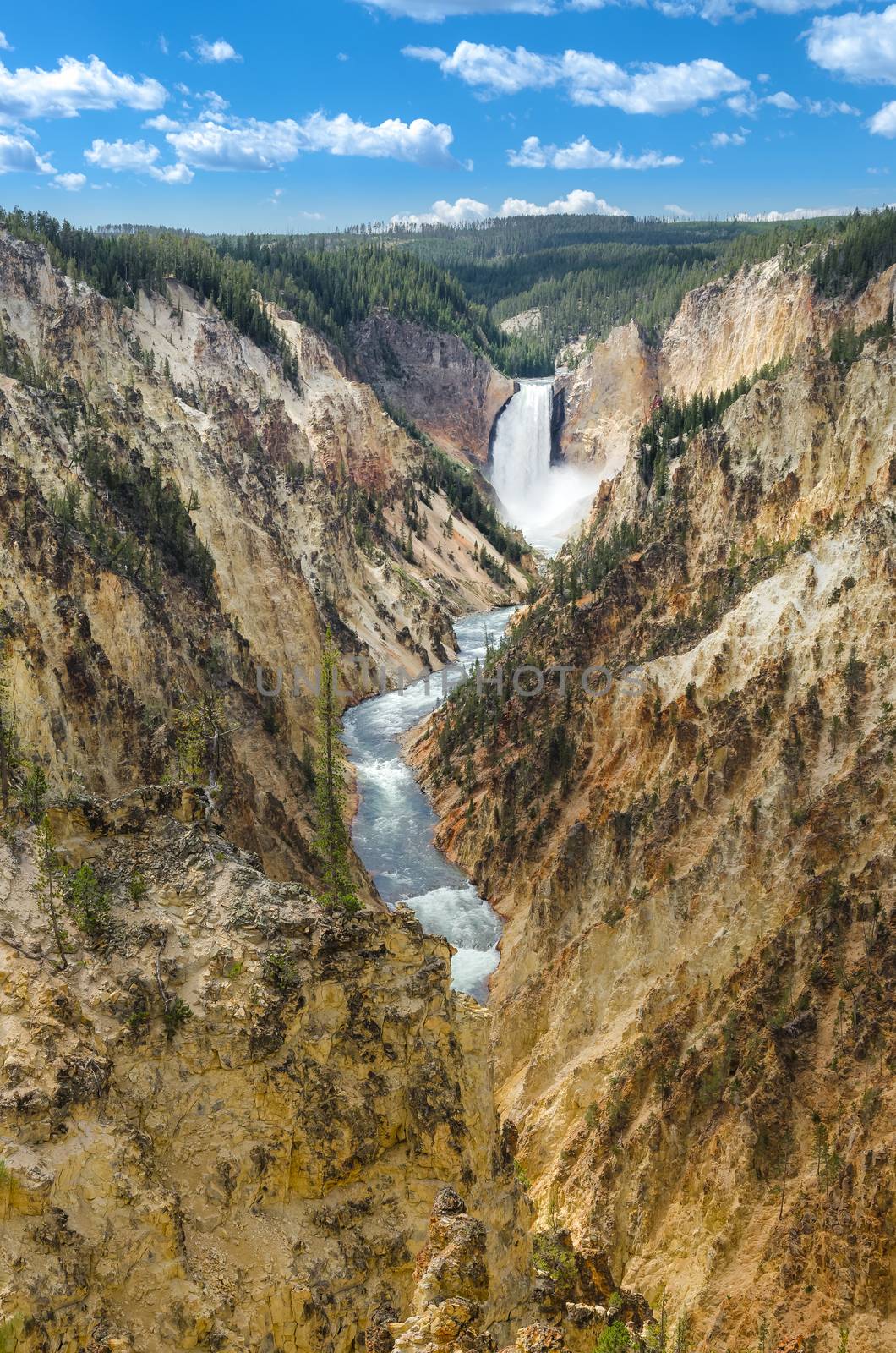 Landscape view at Grand canyon of Yellowstone, Wyoming, USA