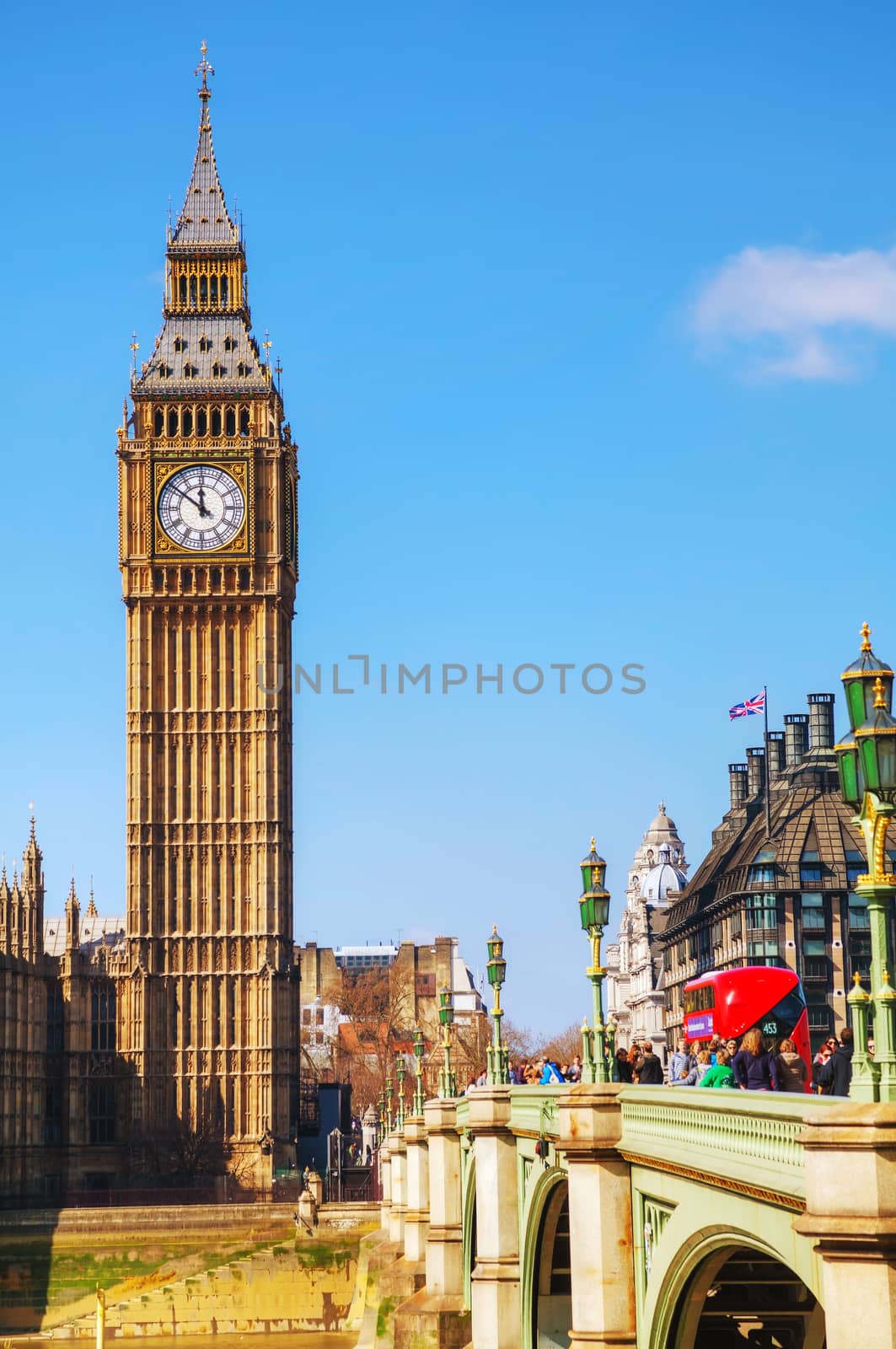 LONDON - APRIL 6: Overview of London with the Elizabeth Tower on April 6, 2015 in London, UK. The tower is officially known as the Elizabeth Tower, renamed as such to celebrate the Diamond Jubilee of Elizabeth II.