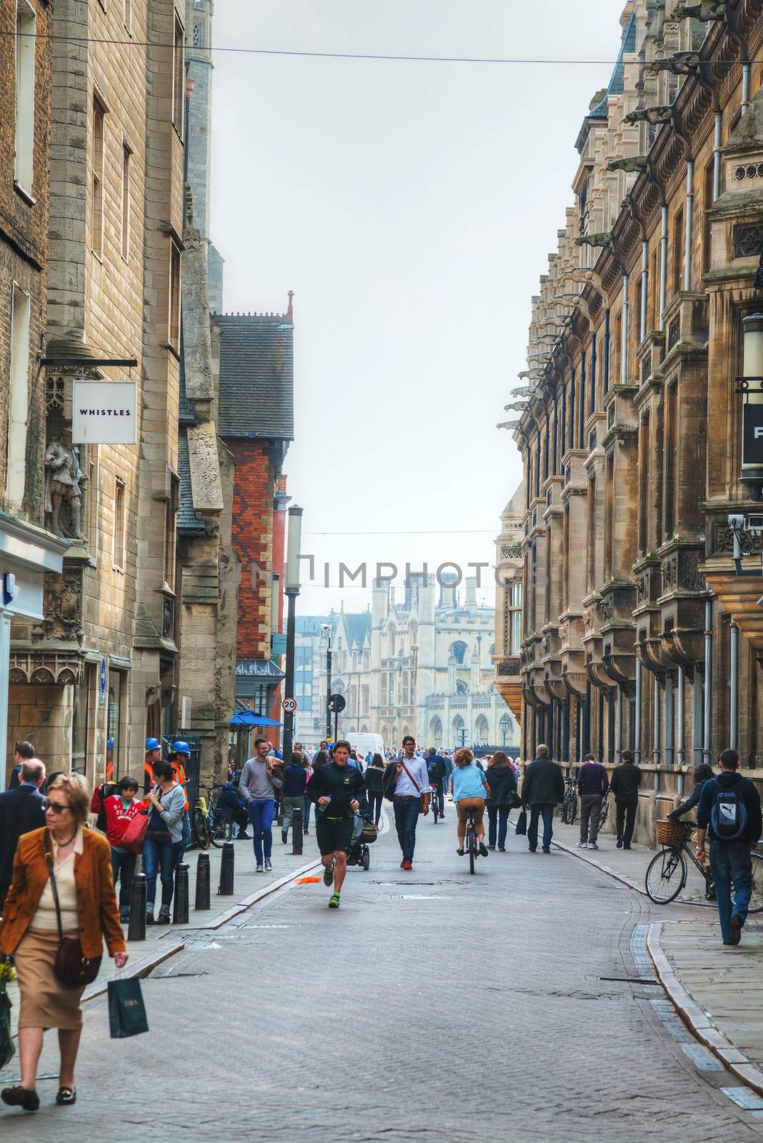 Cambridge, UK - April 9: Old street on April 9, 2015 in Cambridge, UK. It's a university city and the county town of Cambridgeshire, England.