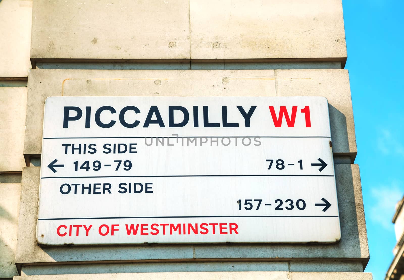 Piccadilly street sign in London, UK by AndreyKr