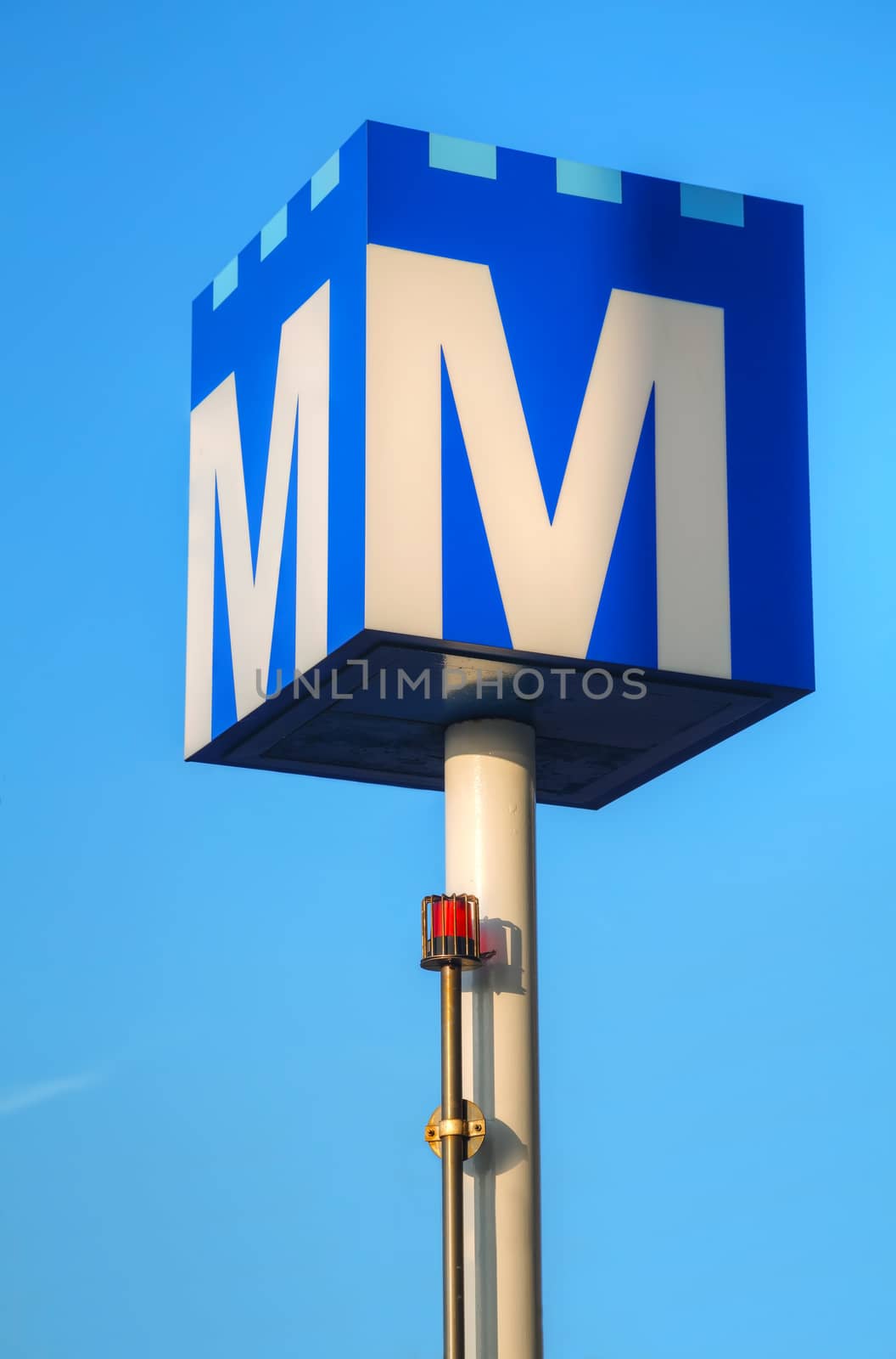 AMSTERDAM - APRIL 15: Amsterdam station sign on April 15, 2015 in Amsterdam, Netherlands. The Amsterdam Metro is a mixed rapid transit and light rail system.