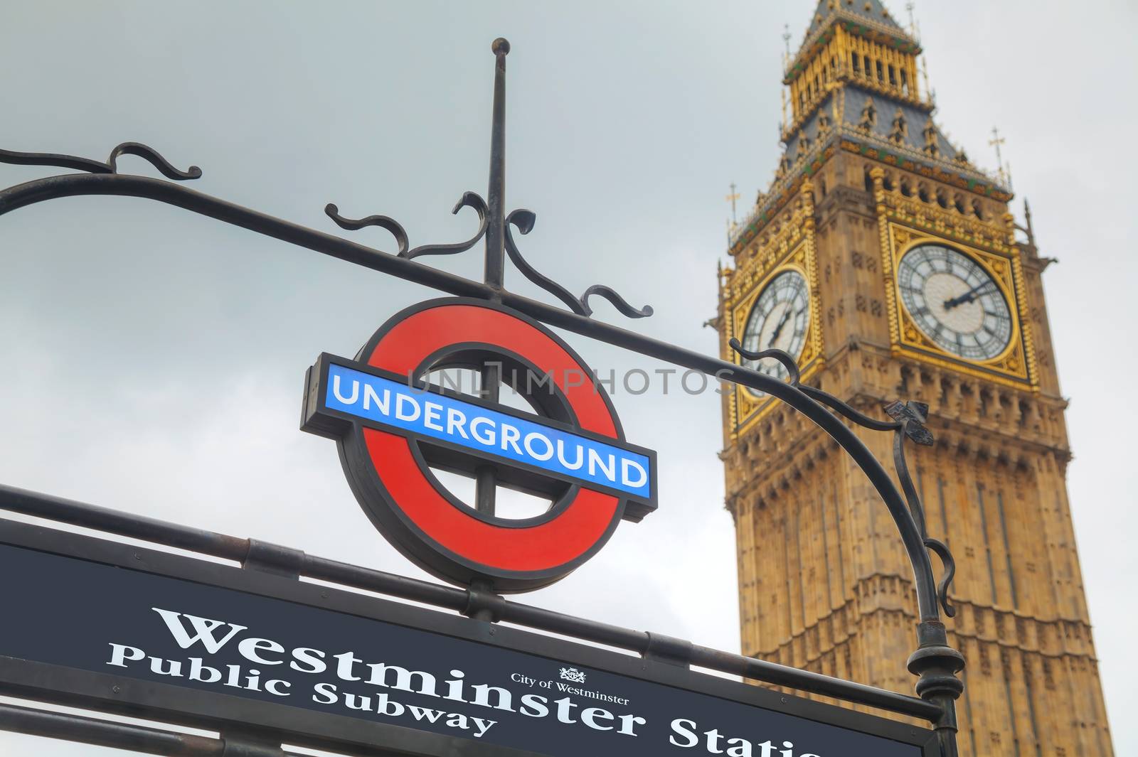 LONDON - APRIL 4: London underground sign on April 4, 2015 in London, UK. The system serves 270 stations and has 402 kilometres of track, 52% of which is above ground.