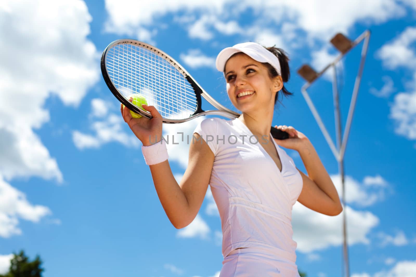 Playing tennis, summertime saturated theme by JanPietruszka