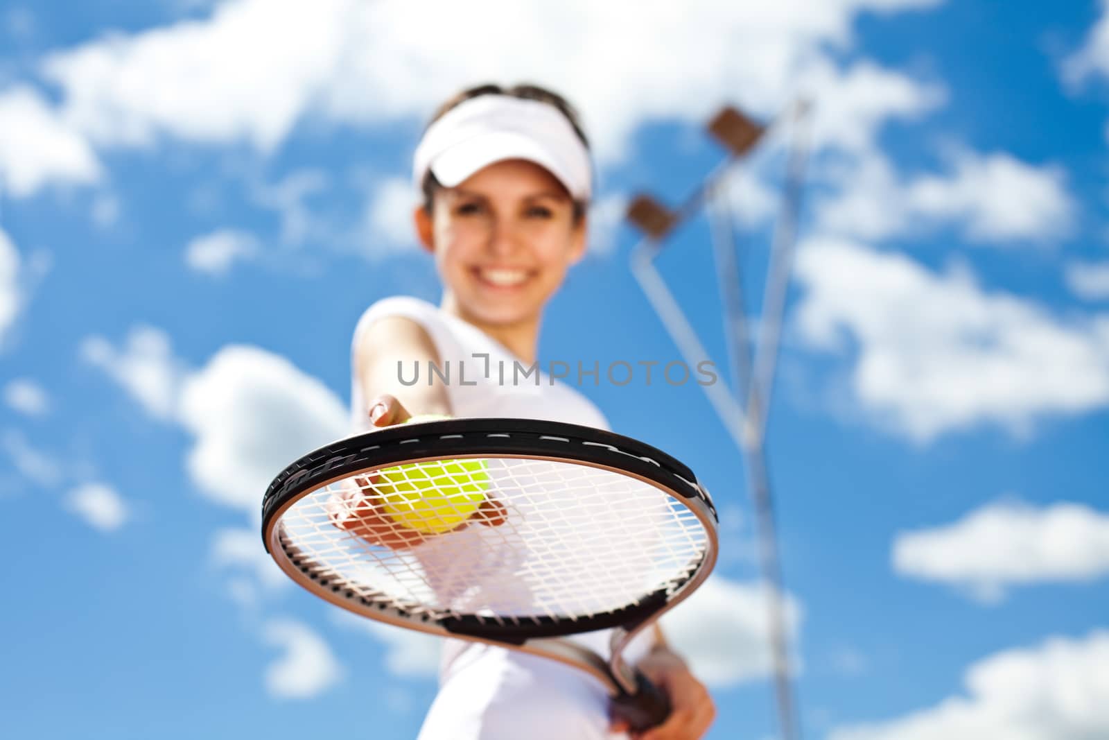 Playing tennis, summertime saturated theme by JanPietruszka