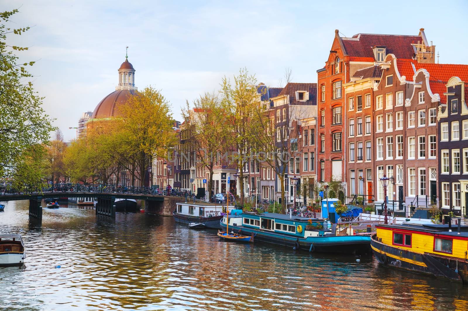 City view of Amsterdam, the Netherlands on a sunny day