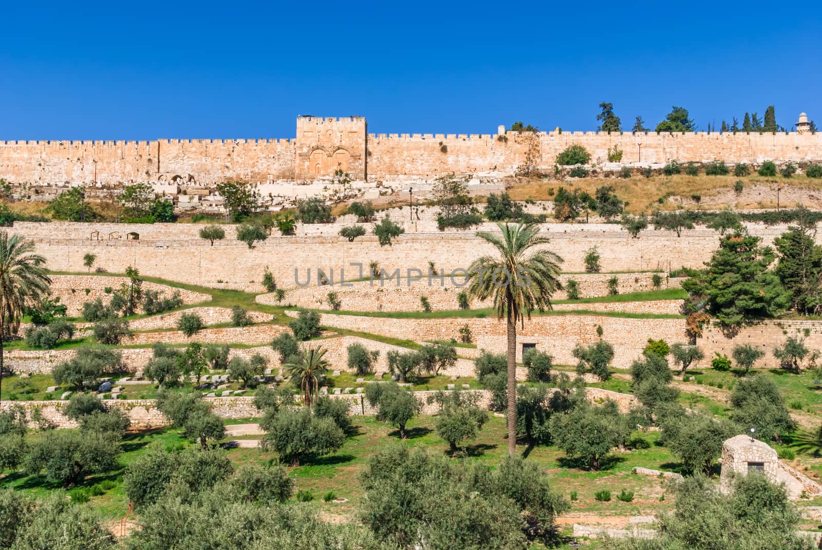 Golden gates of Jerusalem on the east wall of the old town