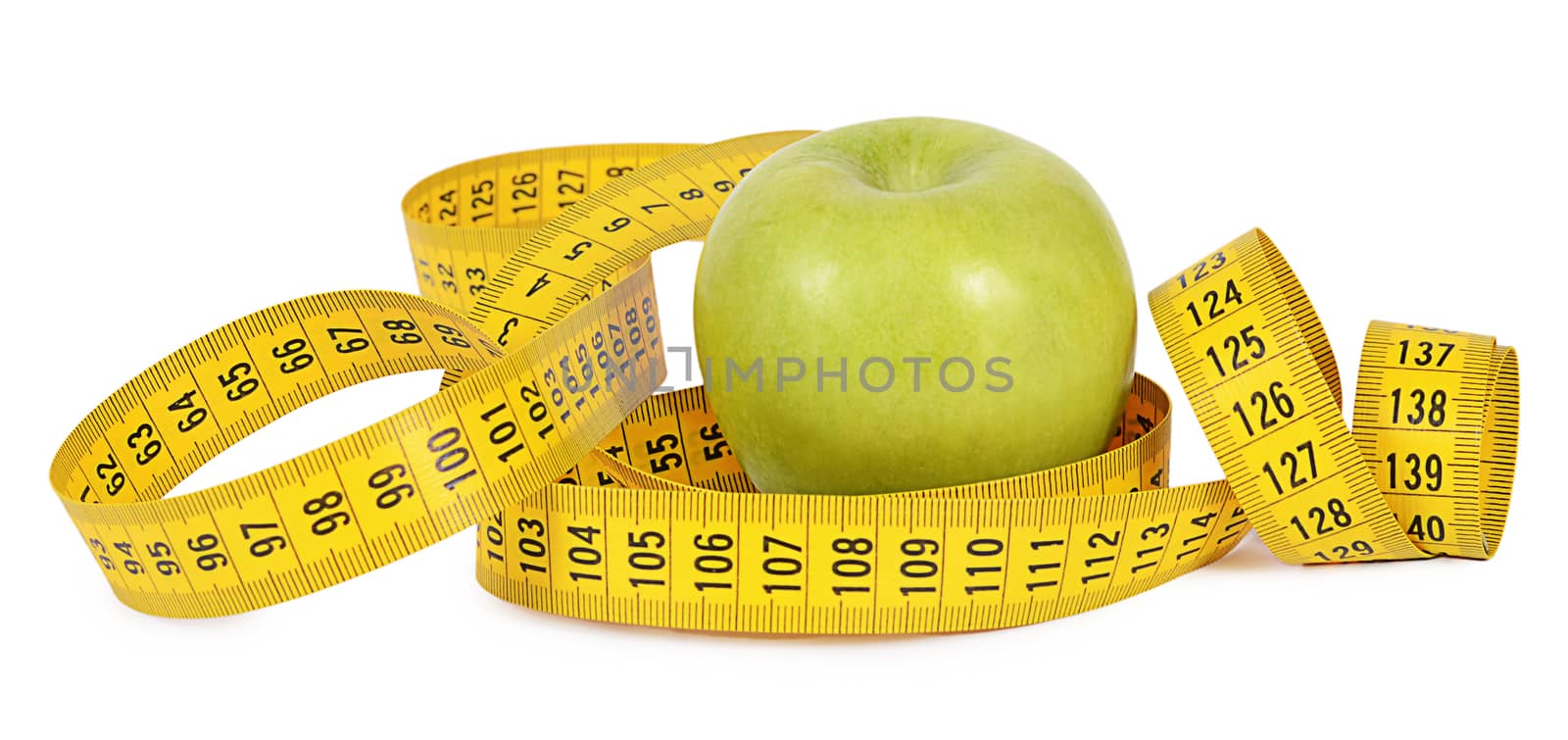 Measuring tape with apple isolated  by SvetaVo
