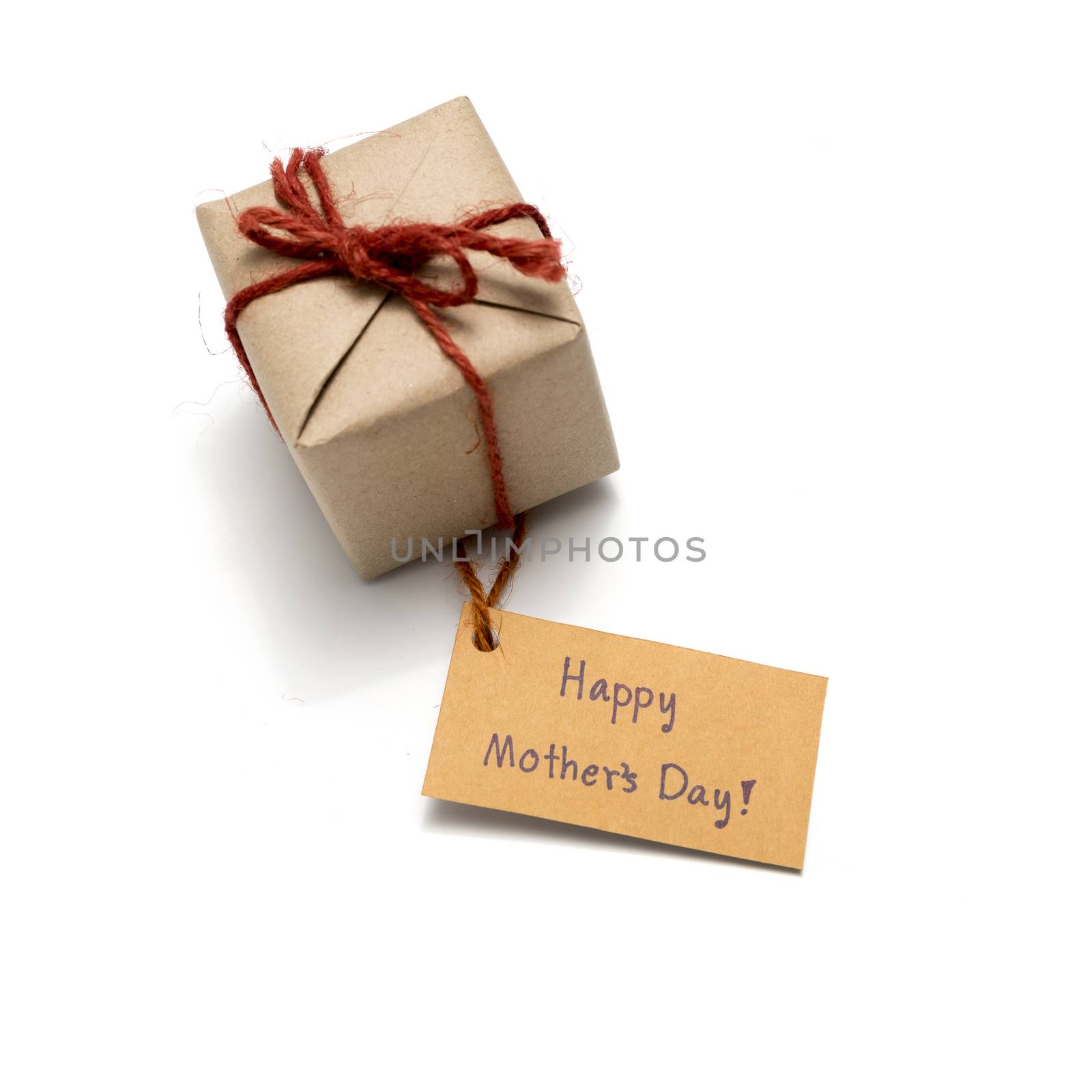 happy mother's day card and gift box isolated on white background