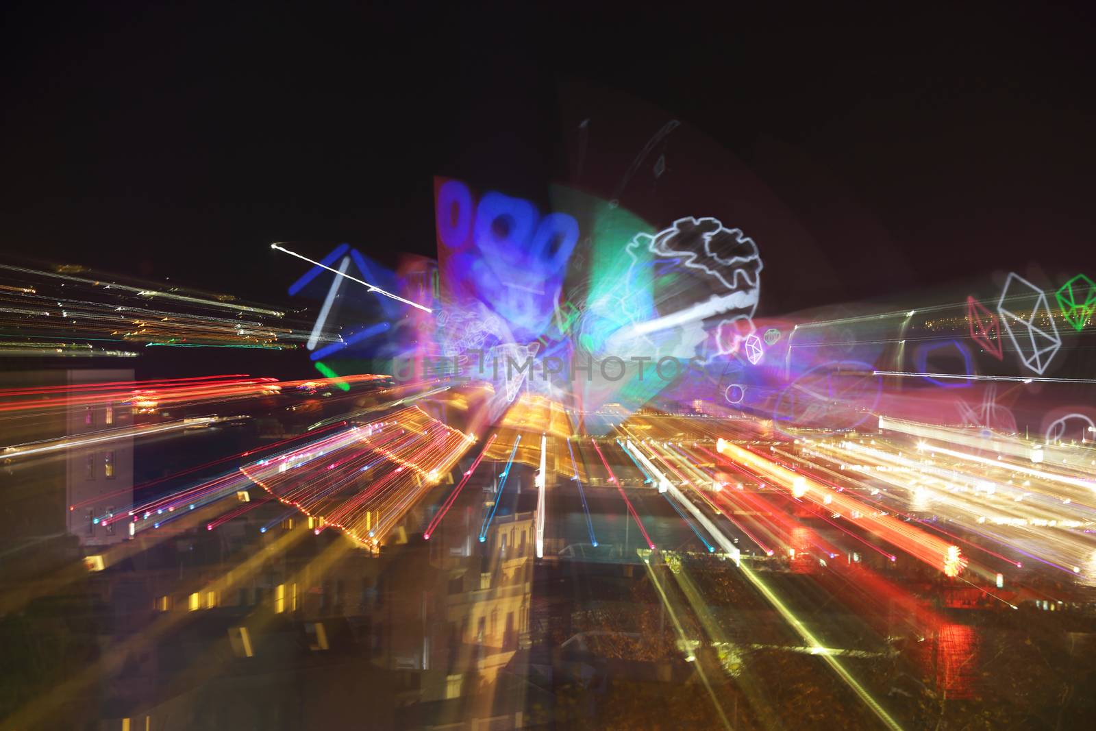 SYDNEY, AUSTRALIA - MAY 23, 2015; Sydney Opera House kaleidoscope of colourful animated imagery bursting out off its sails and towards the viewer