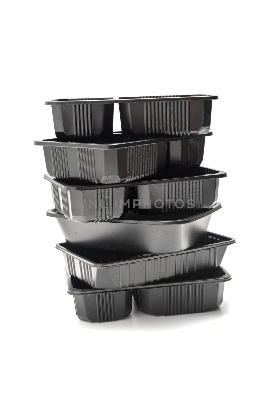 stack of plastic food container isolated on white background