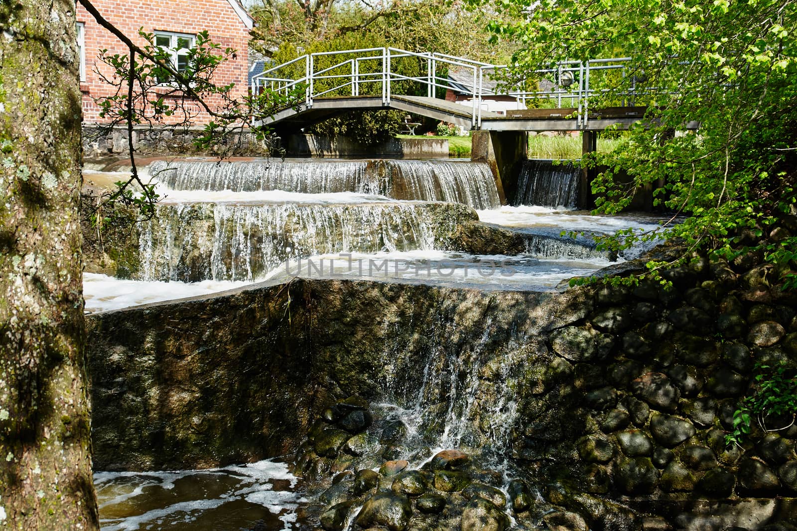 Beautiful cascading waterfall over rocks perfect nature background image