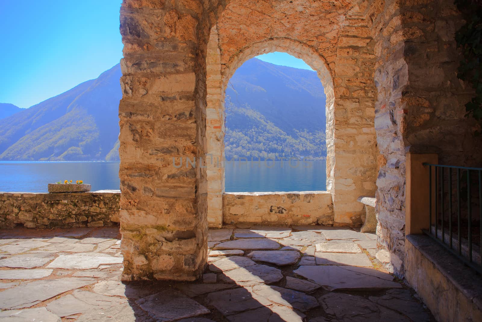 View of arch next to the Lugano lake