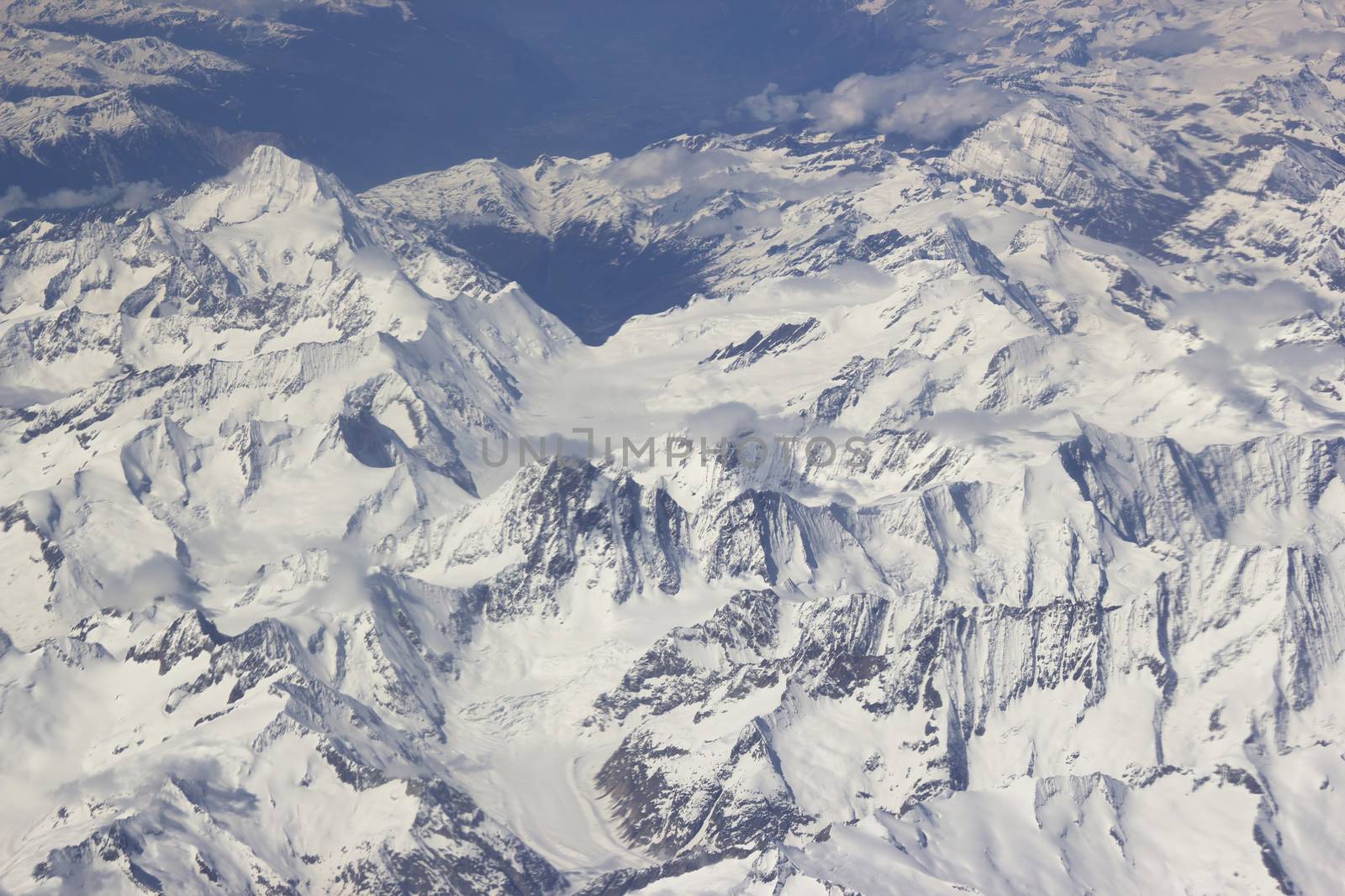 Alps - aerial view from window of airplane