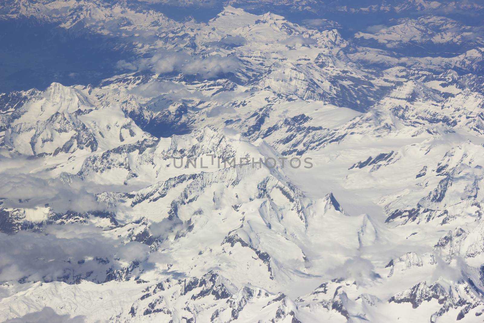 Alps - aerial view from window of airplane