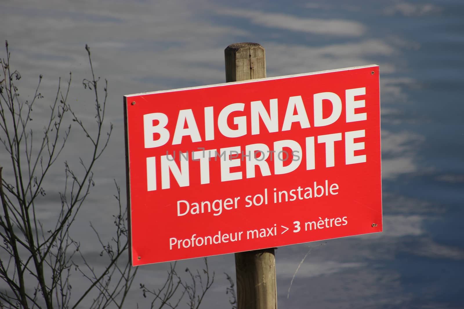 Panneau Baignade Intredite Danger sol instable - Profondeur maxi 3 mètres