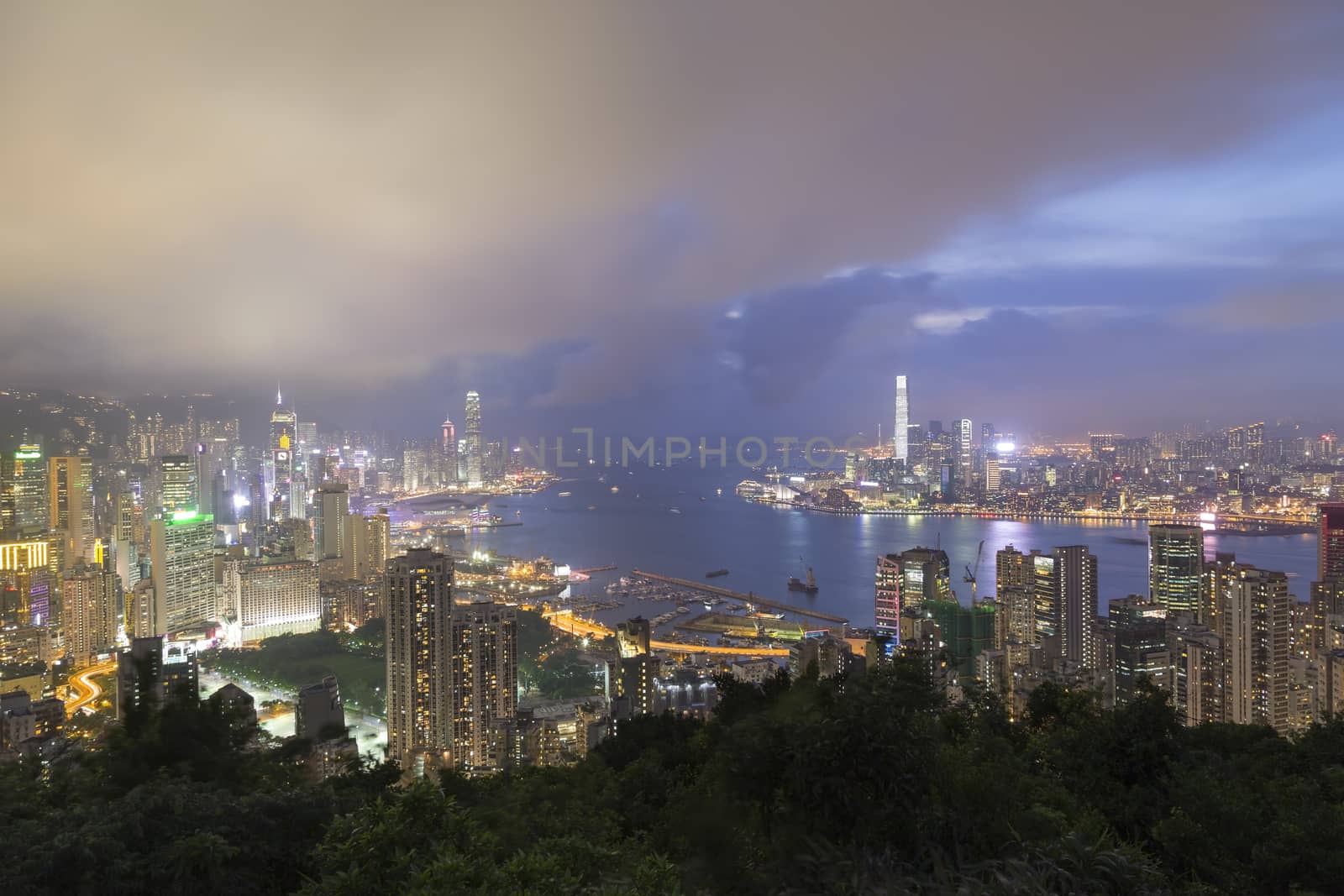 Hong Kong city, This  photo was shot from Braemar Hill in the evening after sunset.