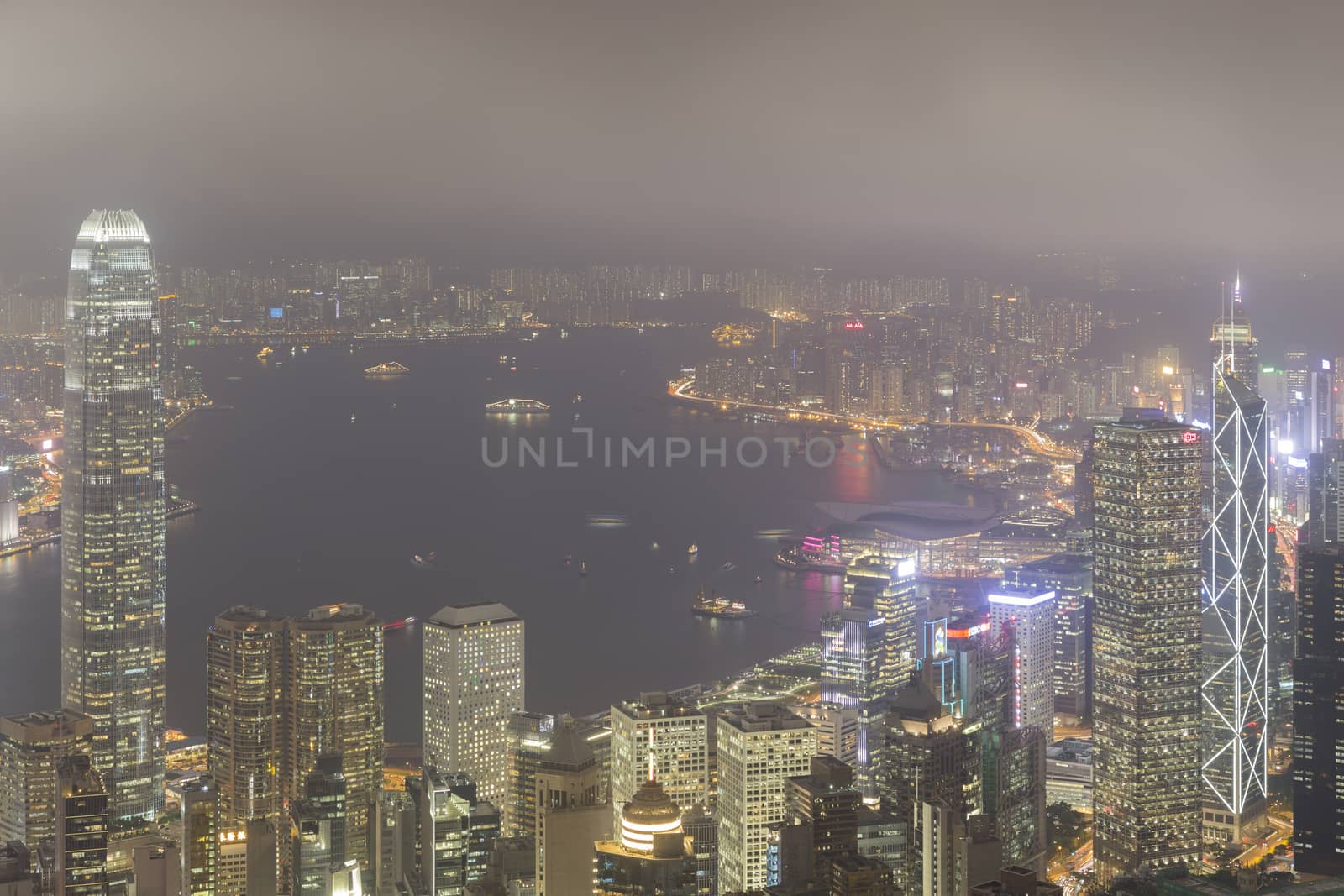 Hong Kong city, This  photo was shot from Victoria Peak in the evening after sunset.