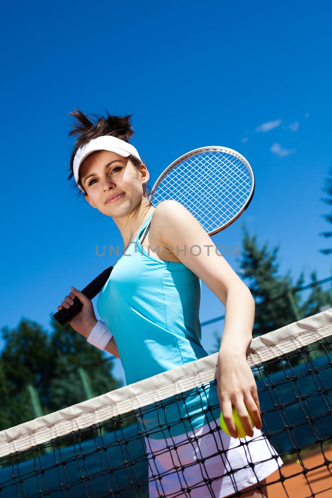 Girl Playing Tennis, summertime saturated theme