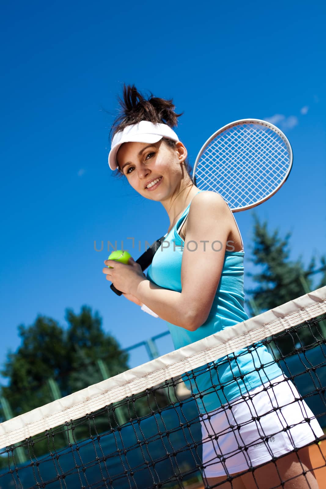 Girl Playing Tennis, summertime saturated theme by JanPietruszka