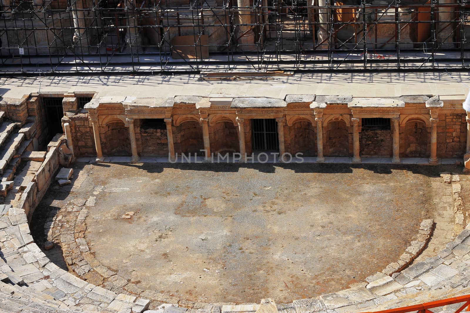 Ruins of theater in ancient town Hierapolis Turkey