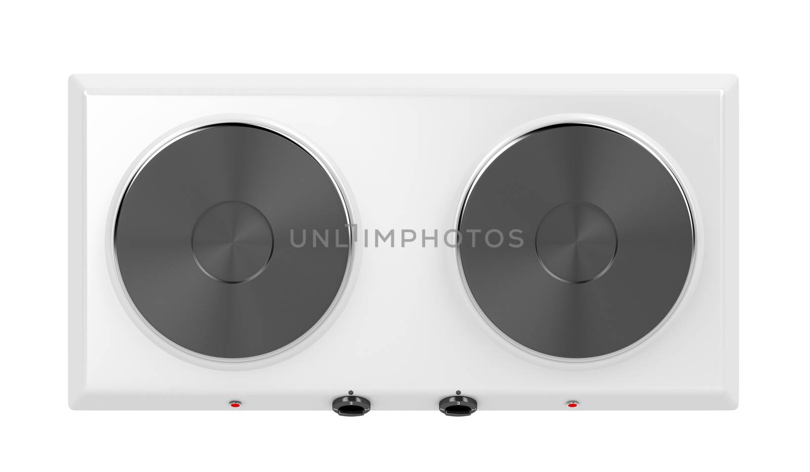 Double hot plate isolated on white background, top view