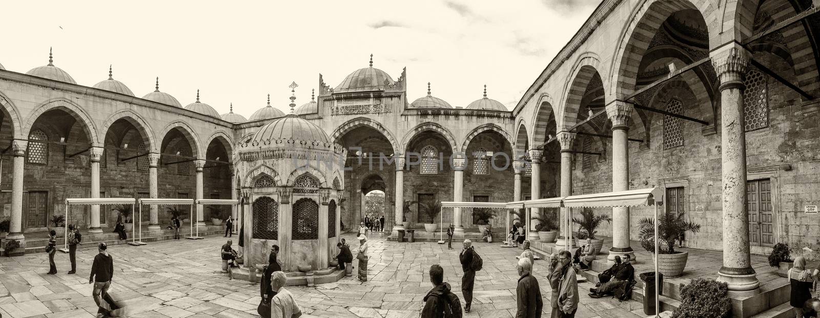 ISTANBUL - SEPTEMBER 22, 2014: Interior of Blue Mosque. It is one of the most visited turkish landmark.