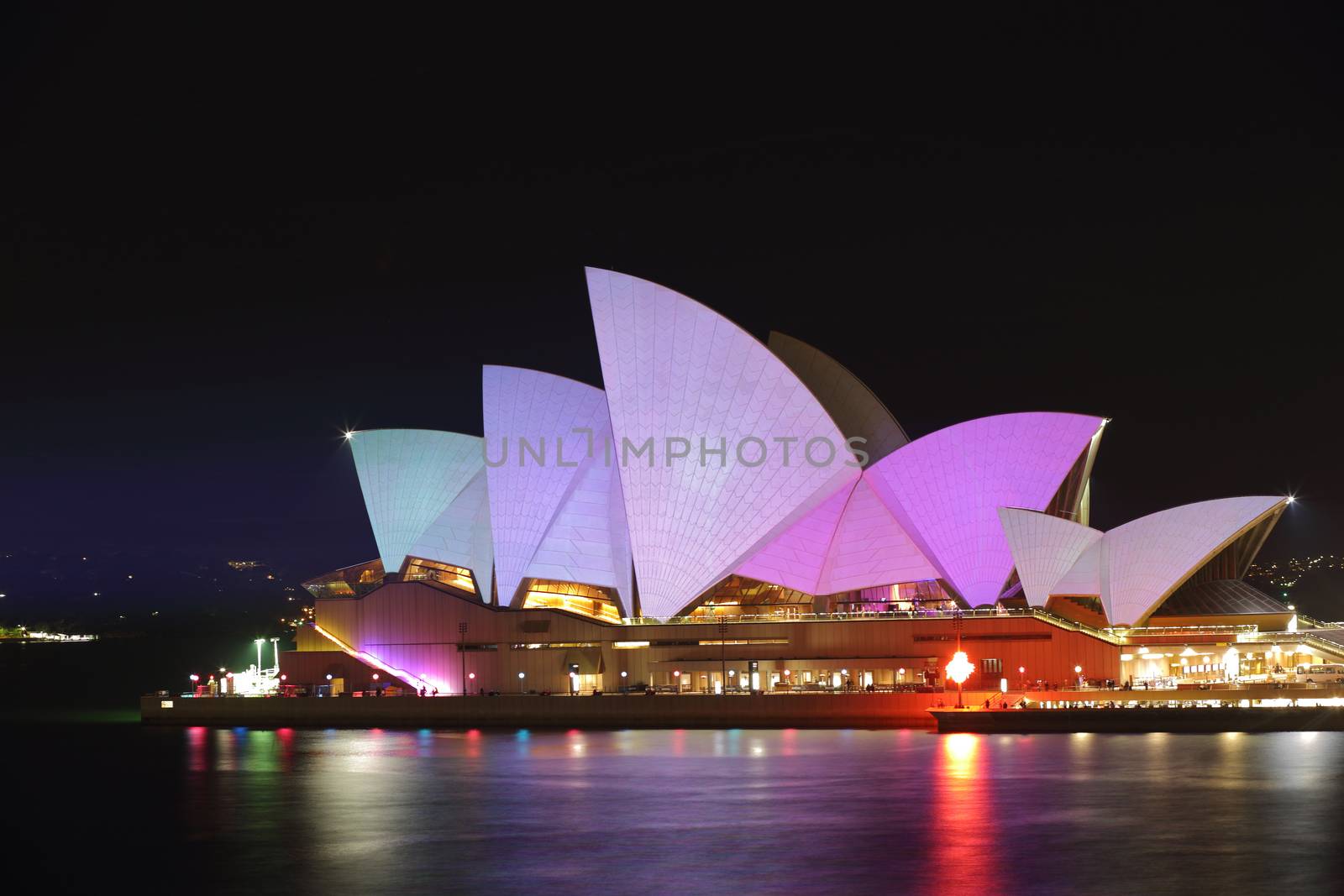 SYDNEY, AUSTRALIA - MAY 26, 2015;  Sydney Opera House illuminated for Vivid Sydney annual festival event put on each year by NSW Government and Destination NSW