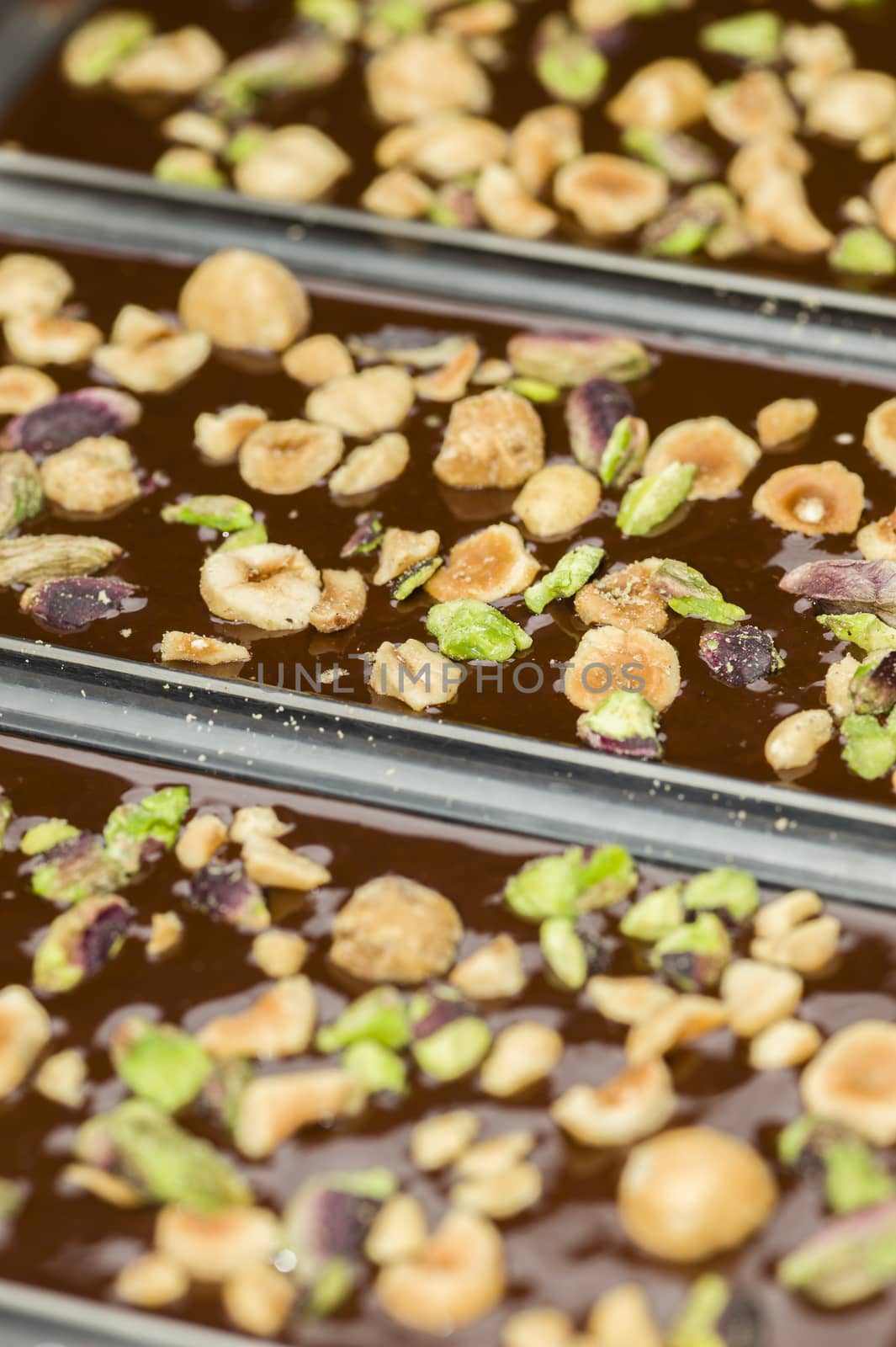 Dried fruits for chocolate bar preparation