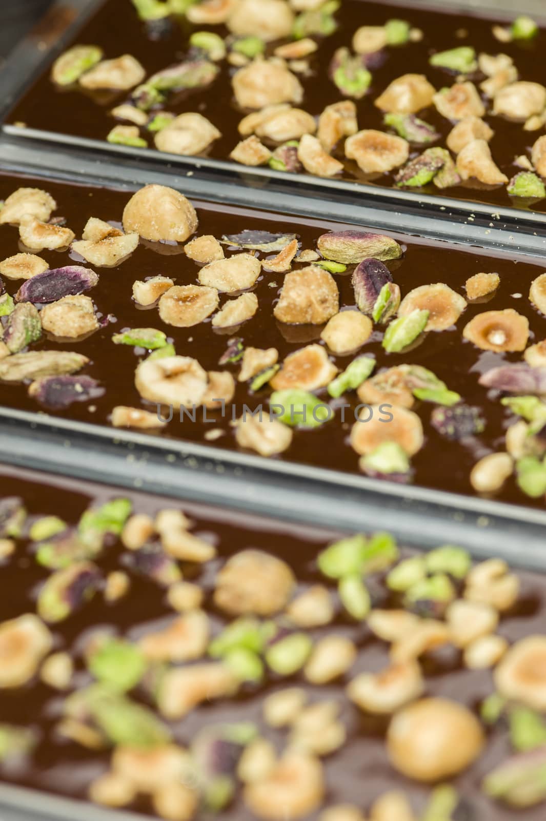 Dried fruits for chocolate bar preparation