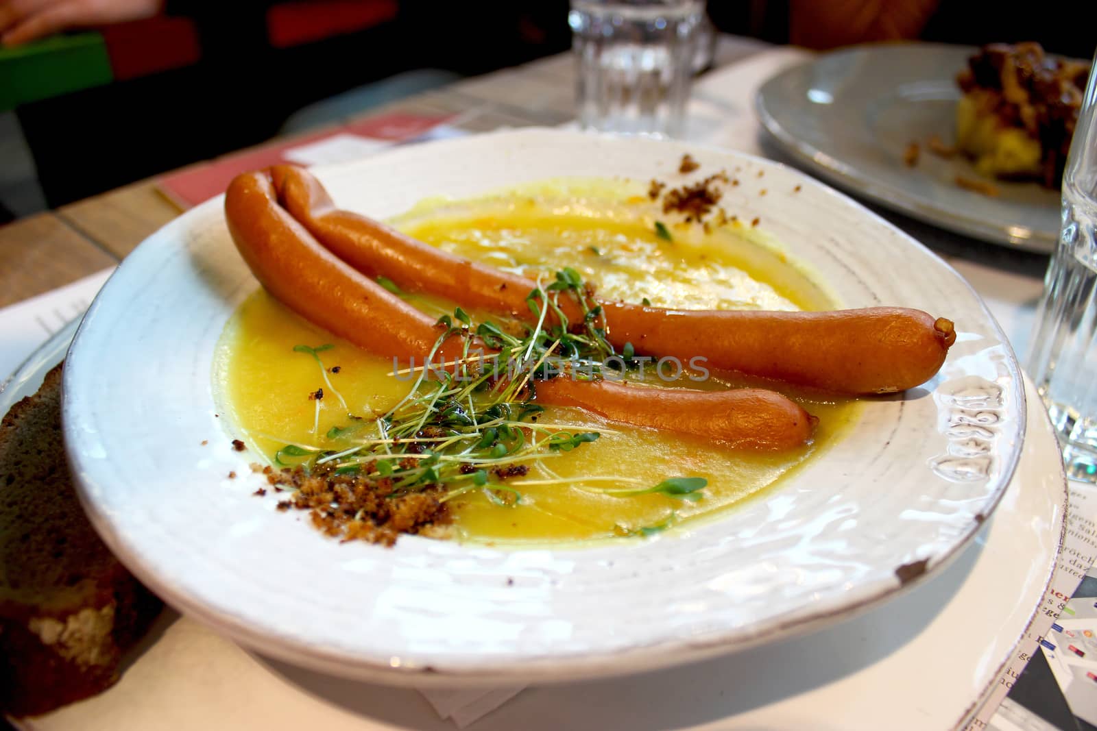 Frankfurter sausage with soup - Frankfurt restaurant, Germany