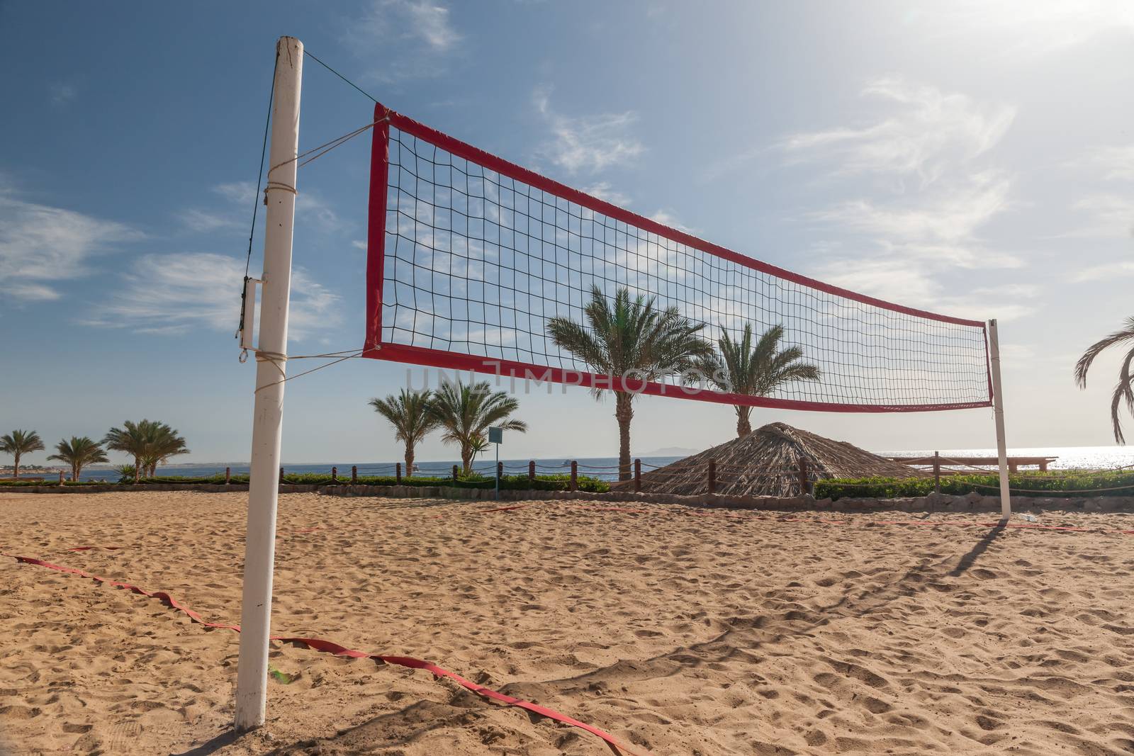 The beach at the luxury hotel, Sharm el Sheikh, Egypt. view from the volleyball court