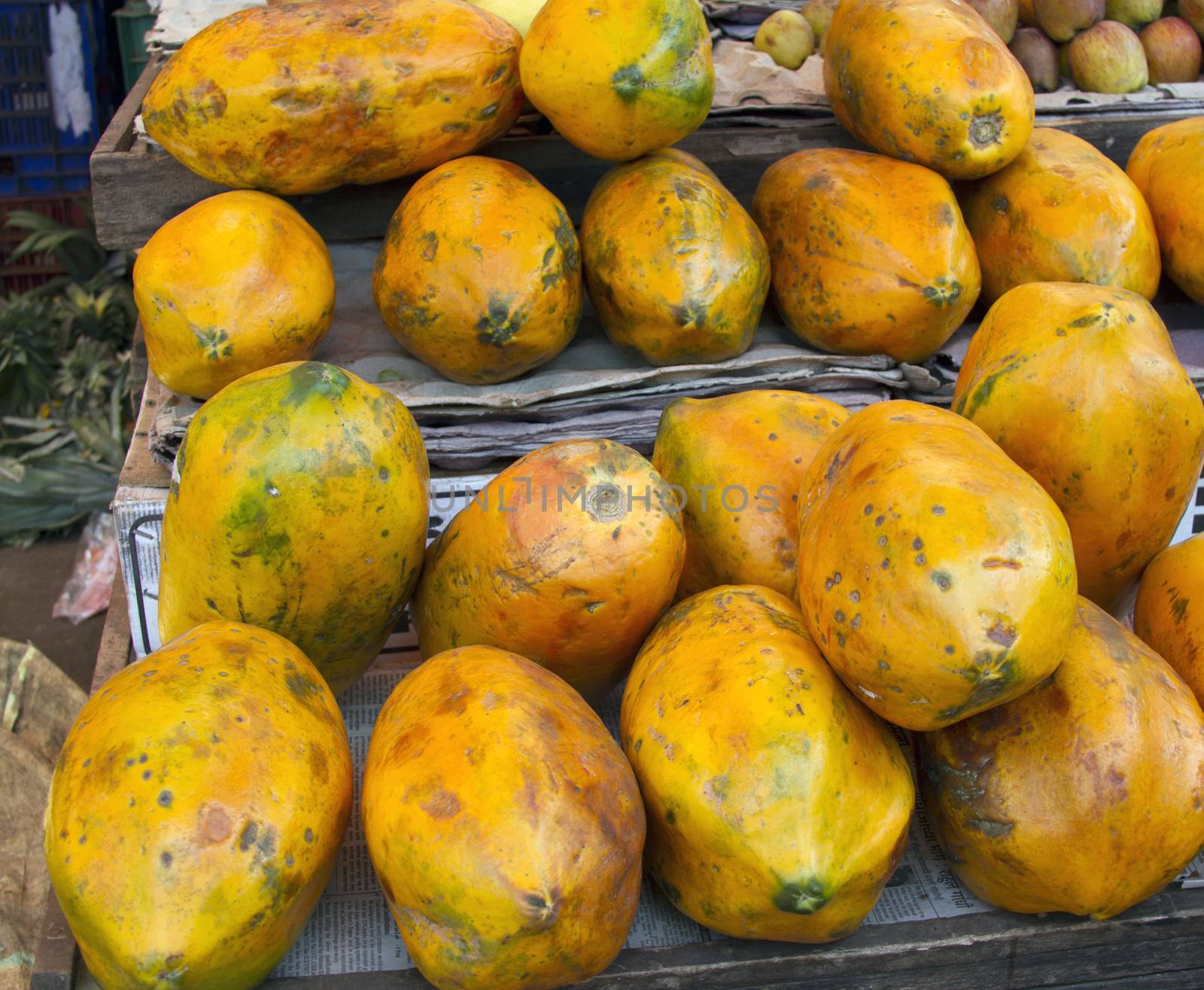 Papaya at fruits wholesale market place