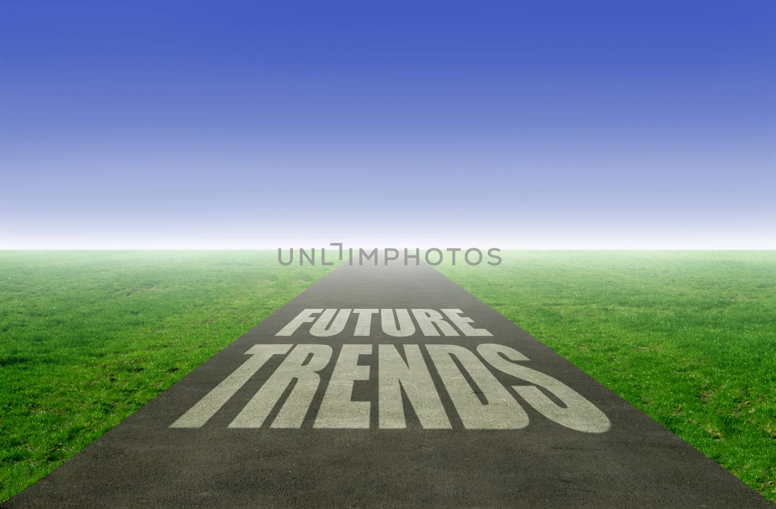 New future trends concept, with open road leading towards the horizon