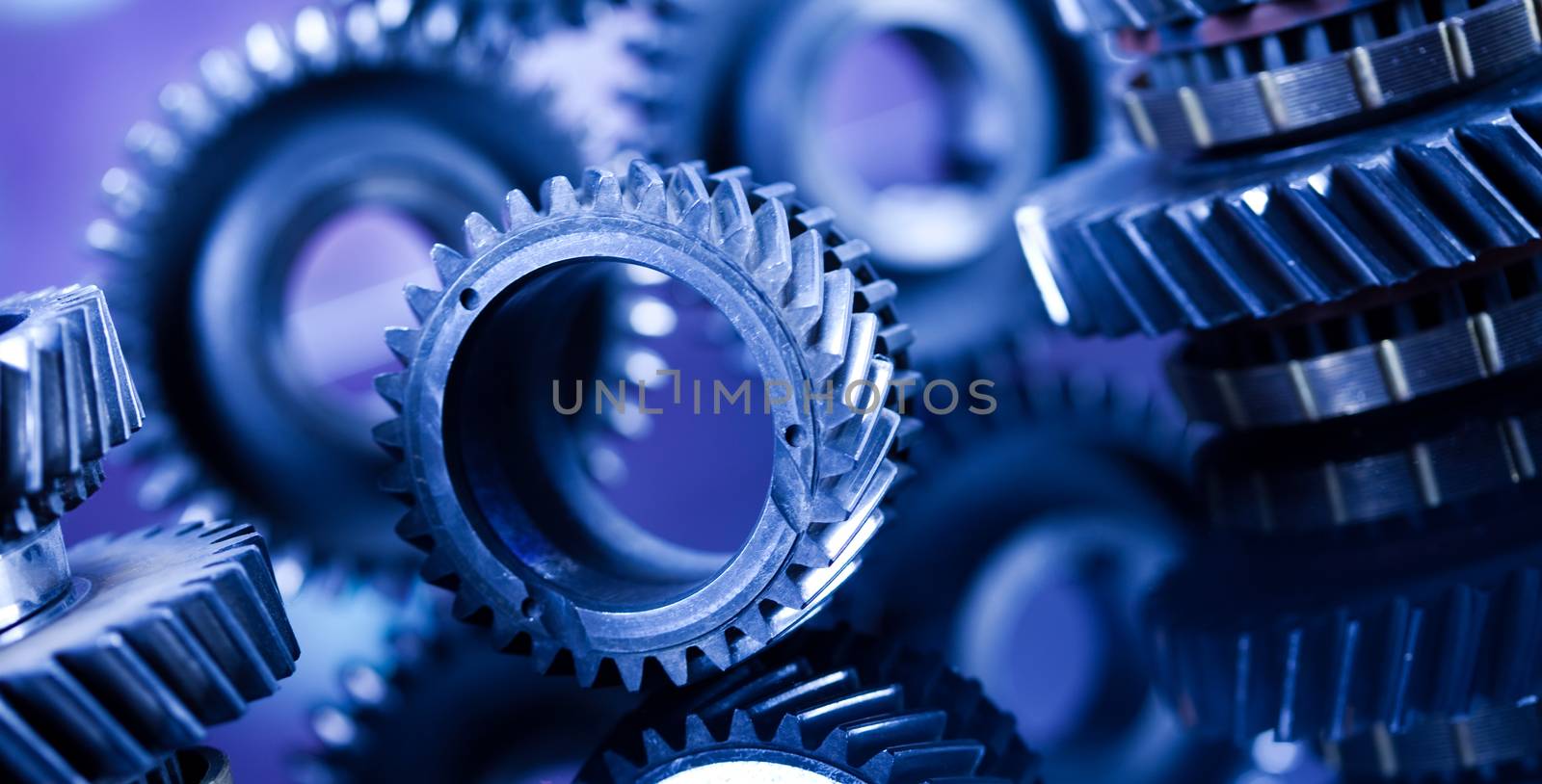 Closeup of gears, industrial mechanism, technic concept
