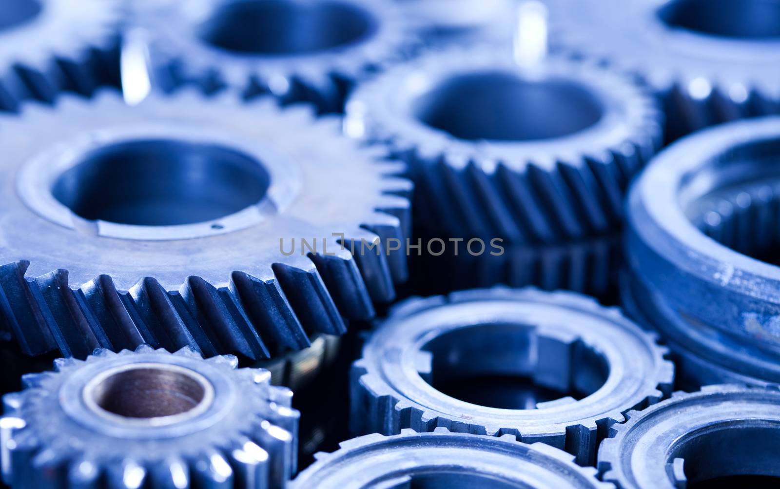 Closeup of gears, industrial mechanism, technic concept