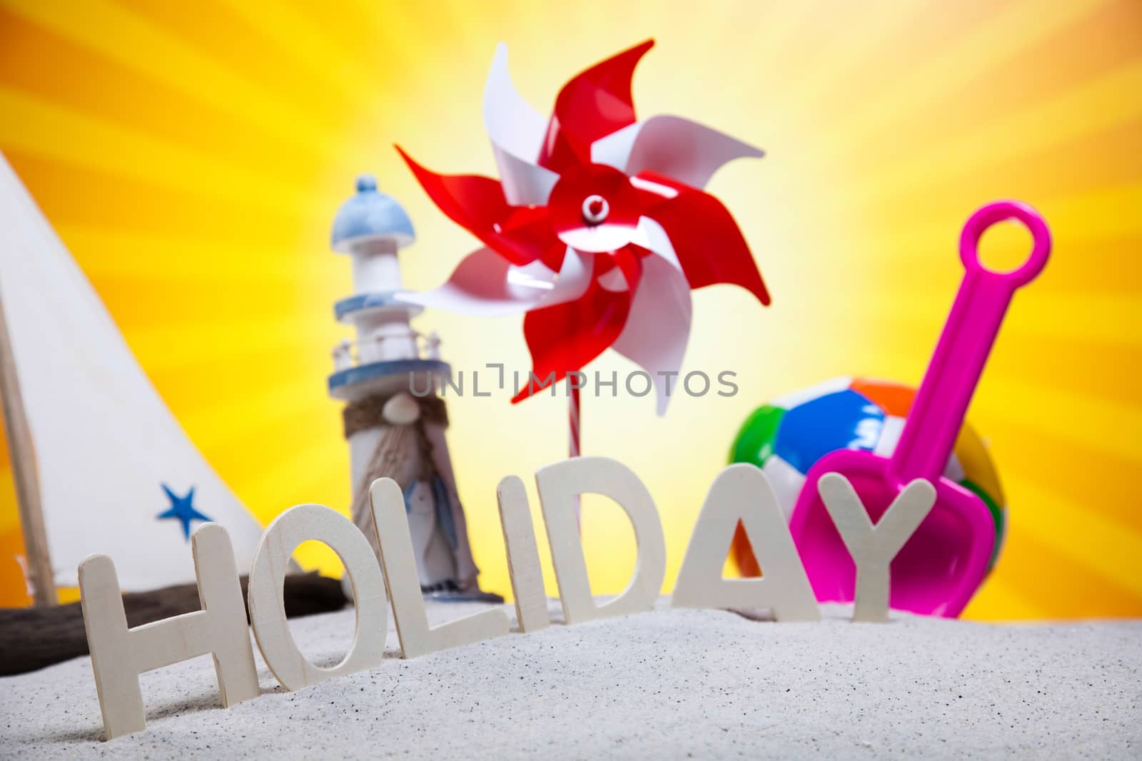 Holiday, summer, beach Background, vivid colorful atmosphere