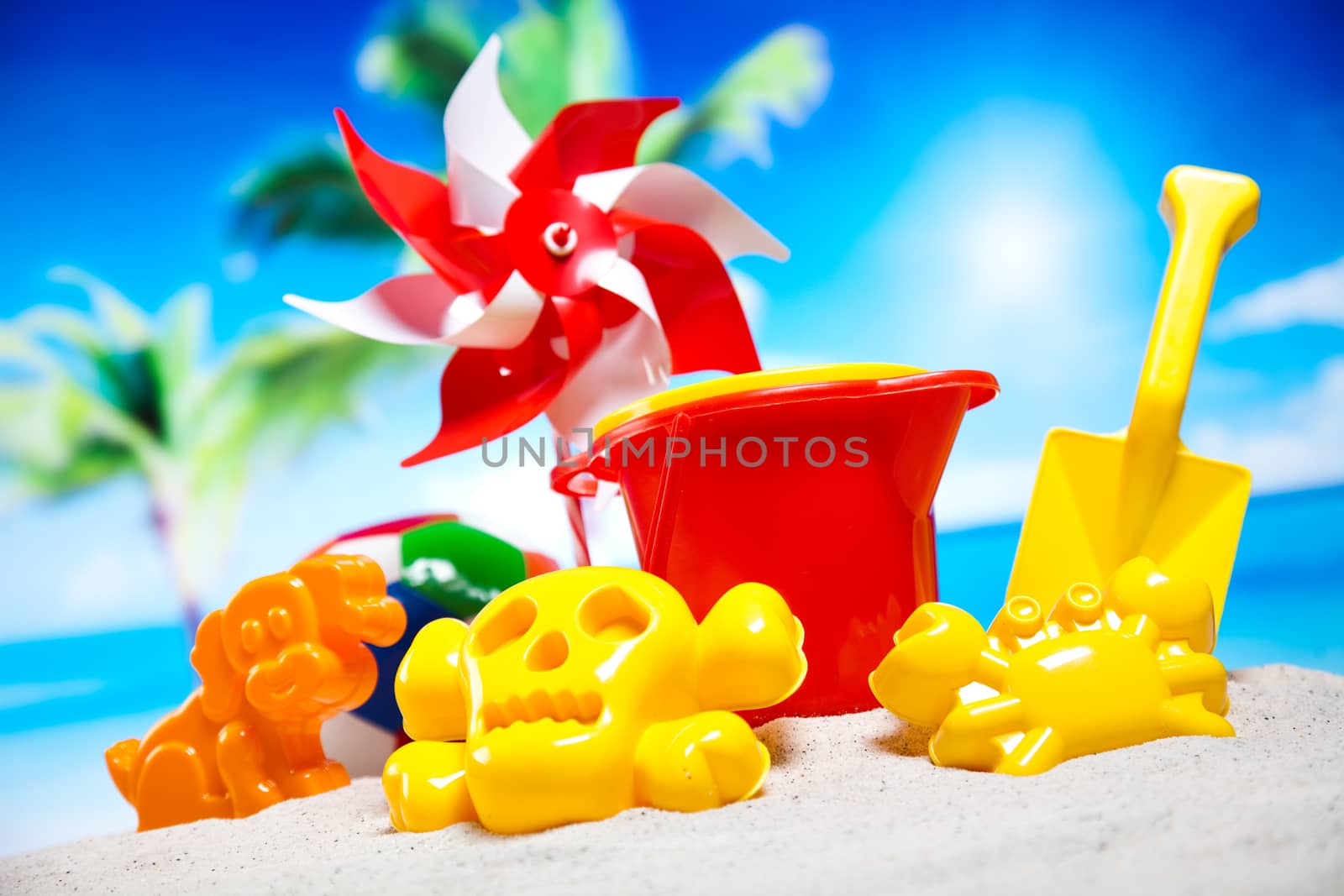 Holiday, summer, beach Background, vivid colorful atmosphere