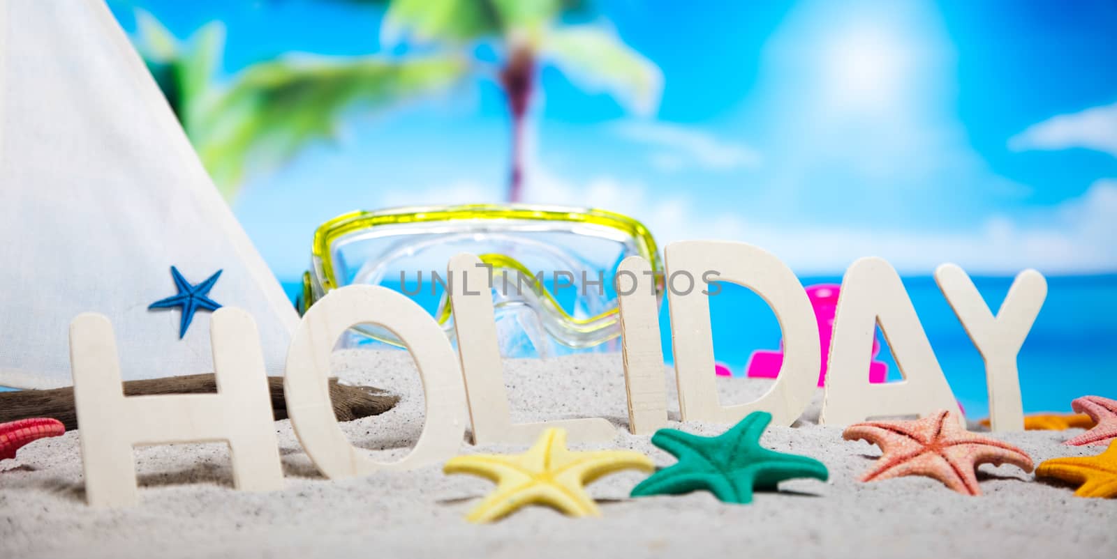 Beach background, vivid colorful atmosphere